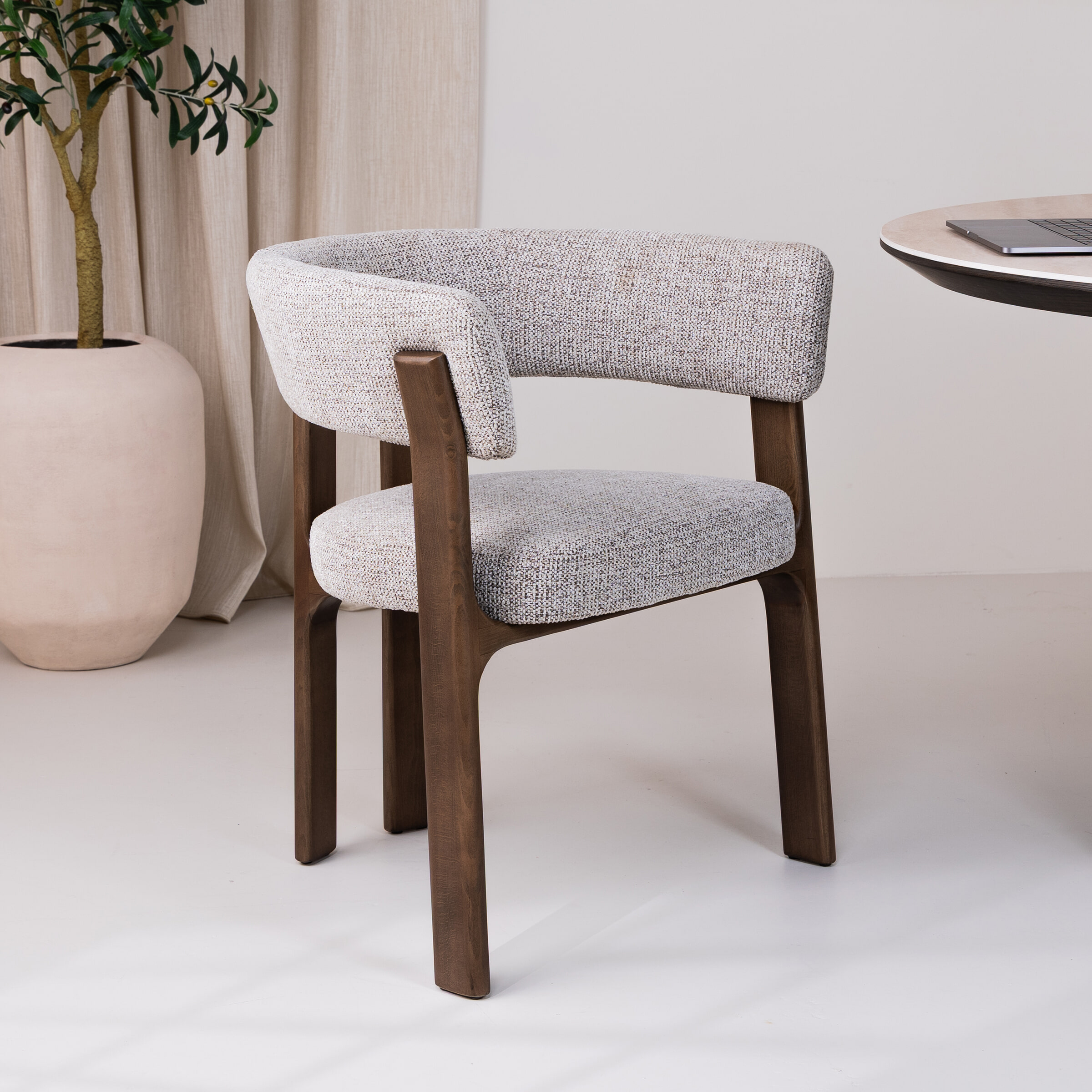 Richmond Eetkamerstoel Contigo Geweven stof en beukenhout - Mocca