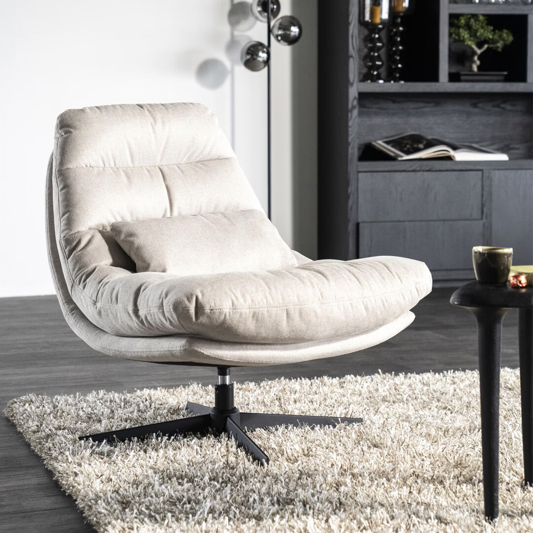 Eleonora Draaibare Fauteuil 'Cooper' Met kussen, kleur Beige