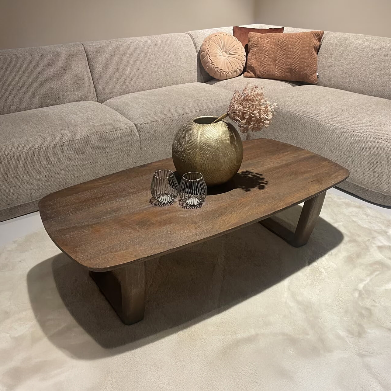 Livingfurn Deens Ovale Salontafel 'Cortez' Mangohout, 130 x 70cm