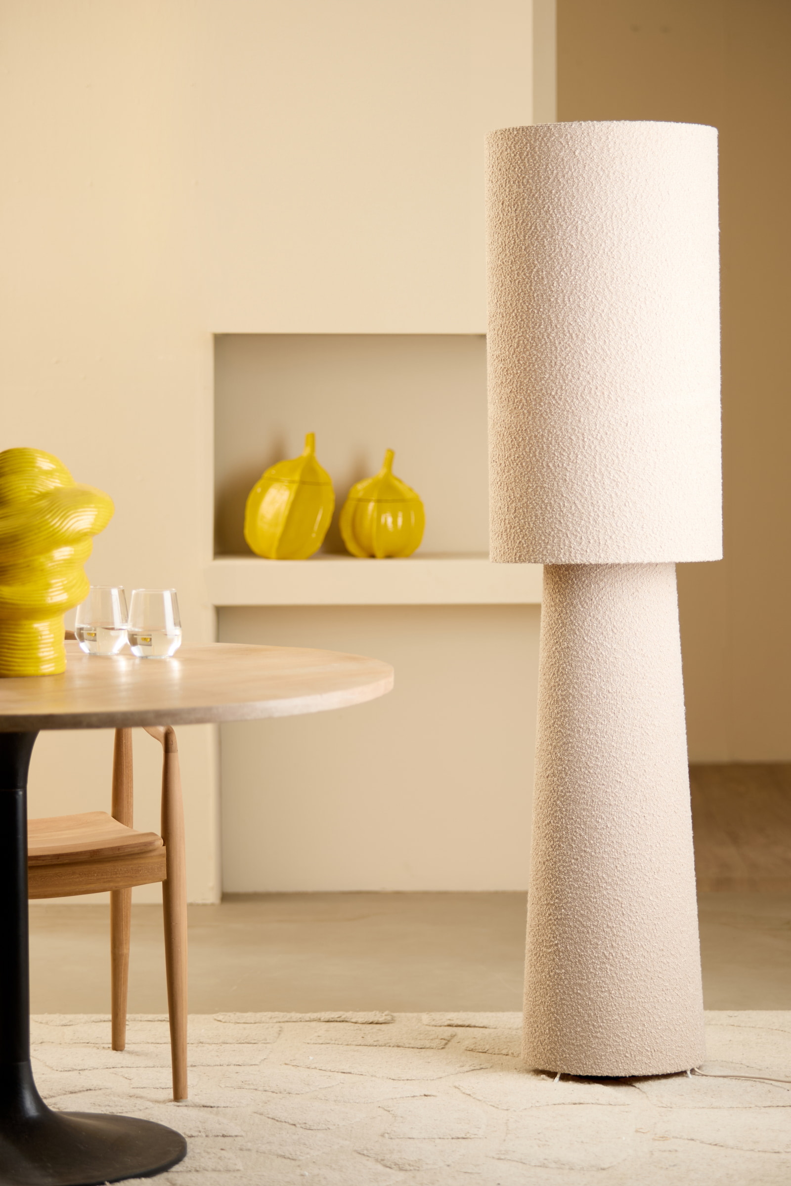 Light & Living Vloerlamp 'Mikkel' Bouclé, 165cm, kleur Crème