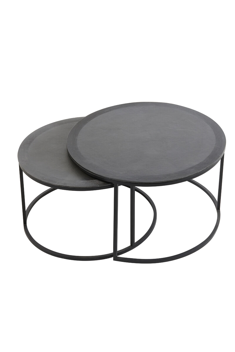 Light & Living Salontafel 'Talca' Set van 2 stuks, 67/75cm, kleur Antiek Lood