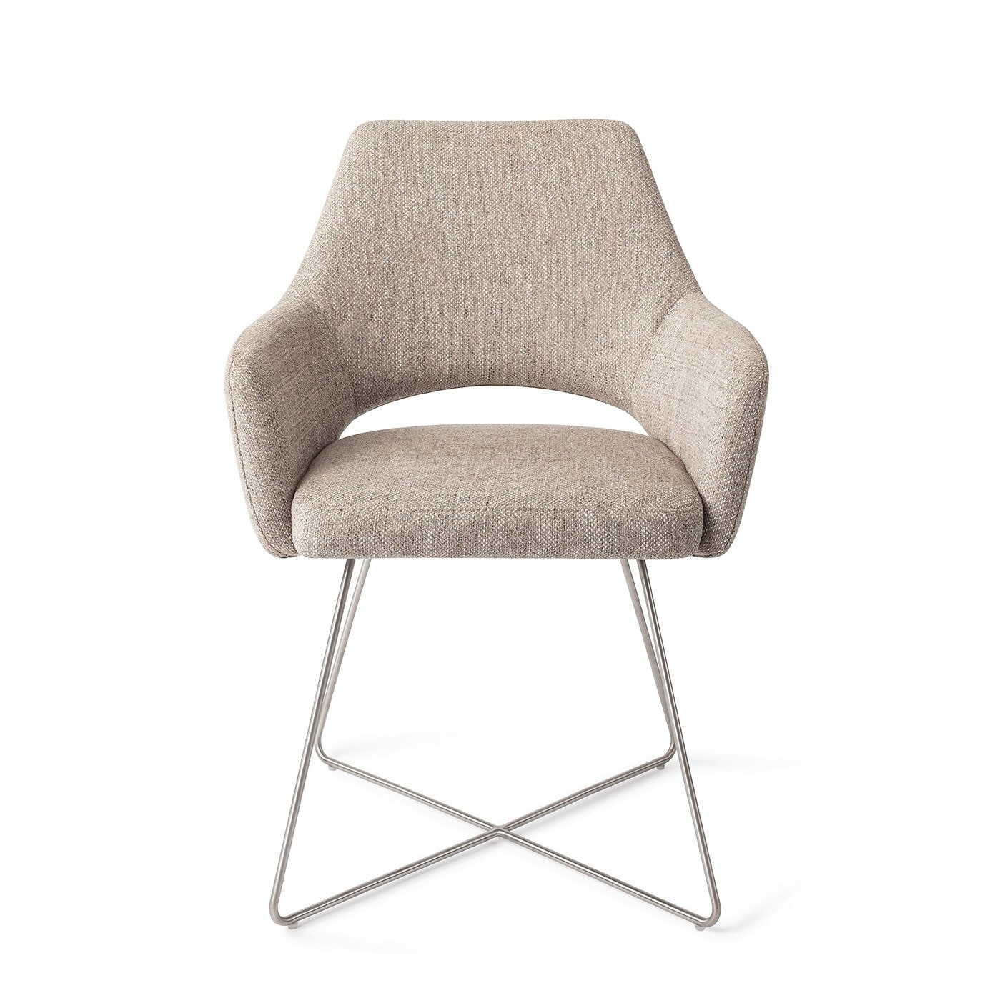 Jesper Home Eetkamerstoel 'Yanai' Cross Steel, kleur Biscuit Beach