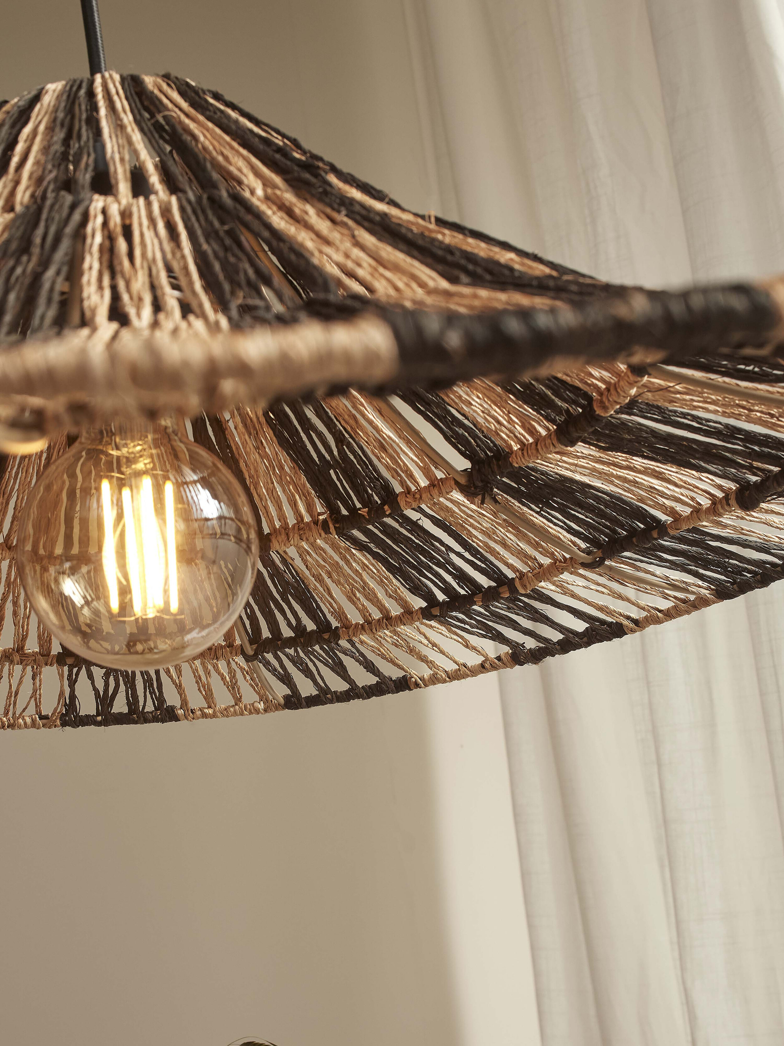 GOOD&MOJO Hanglamp 'Cuzco' Jute, 65cm, kleur Zwart/Naturel