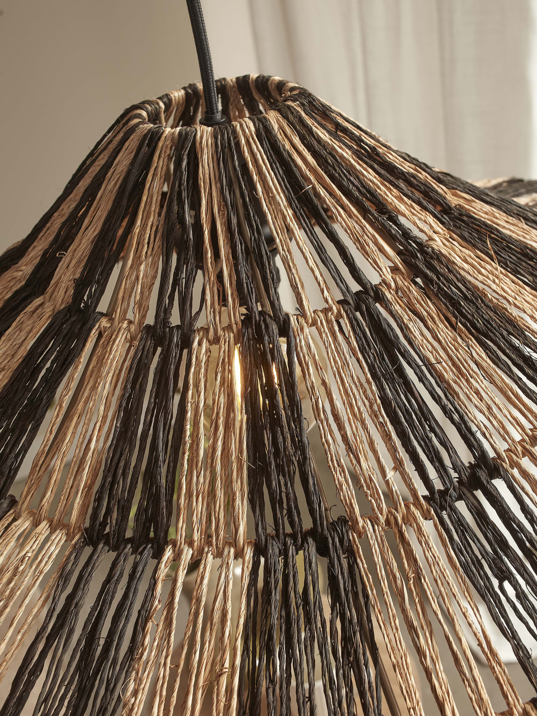 GOOD&MOJO Hanglamp 'Cuzco' Jute, 65cm, kleur Zwart/Naturel