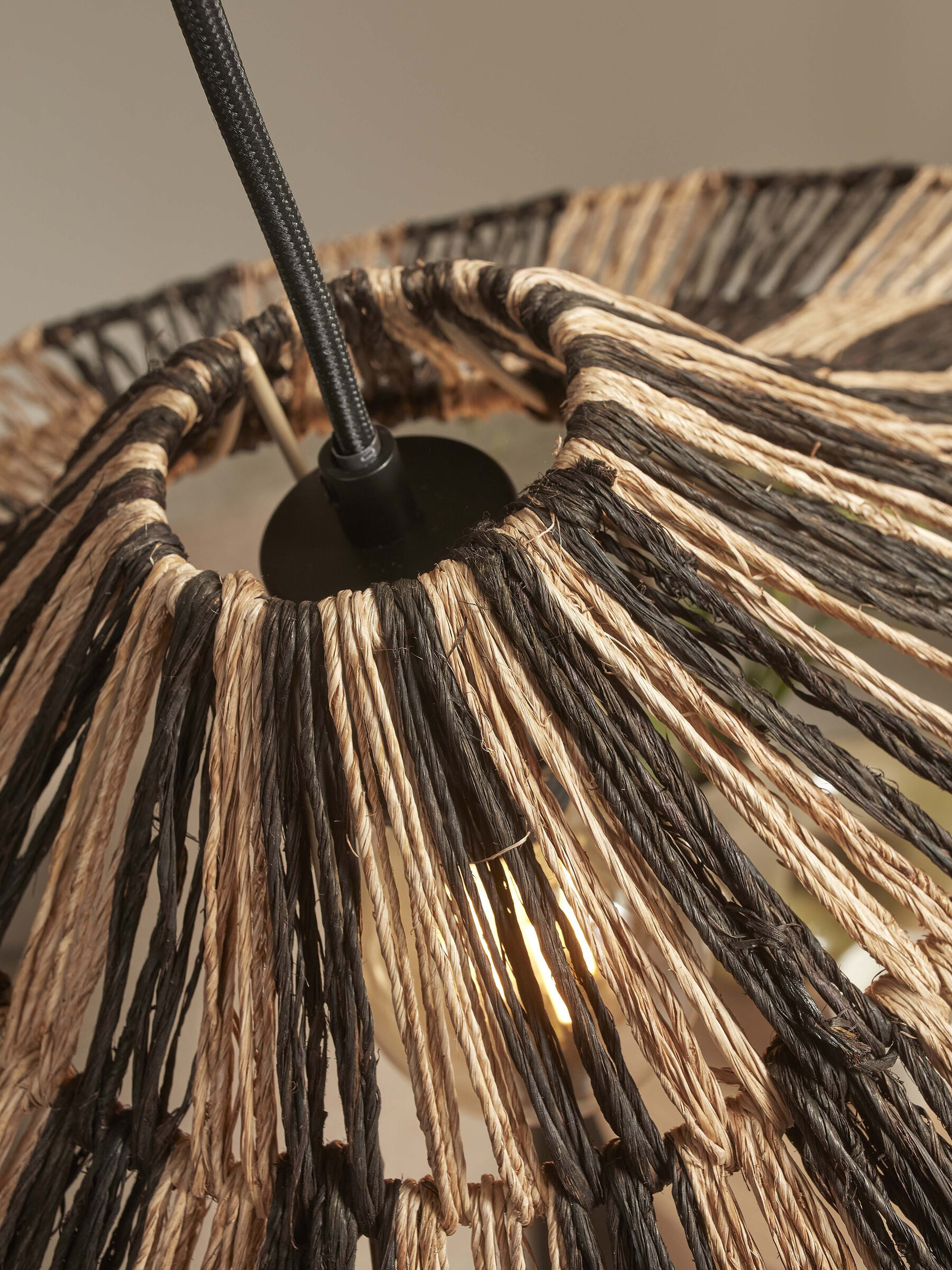 GOOD&MOJO Hanglamp 'Cuzco' Jute, 65cm, kleur Zwart/Naturel