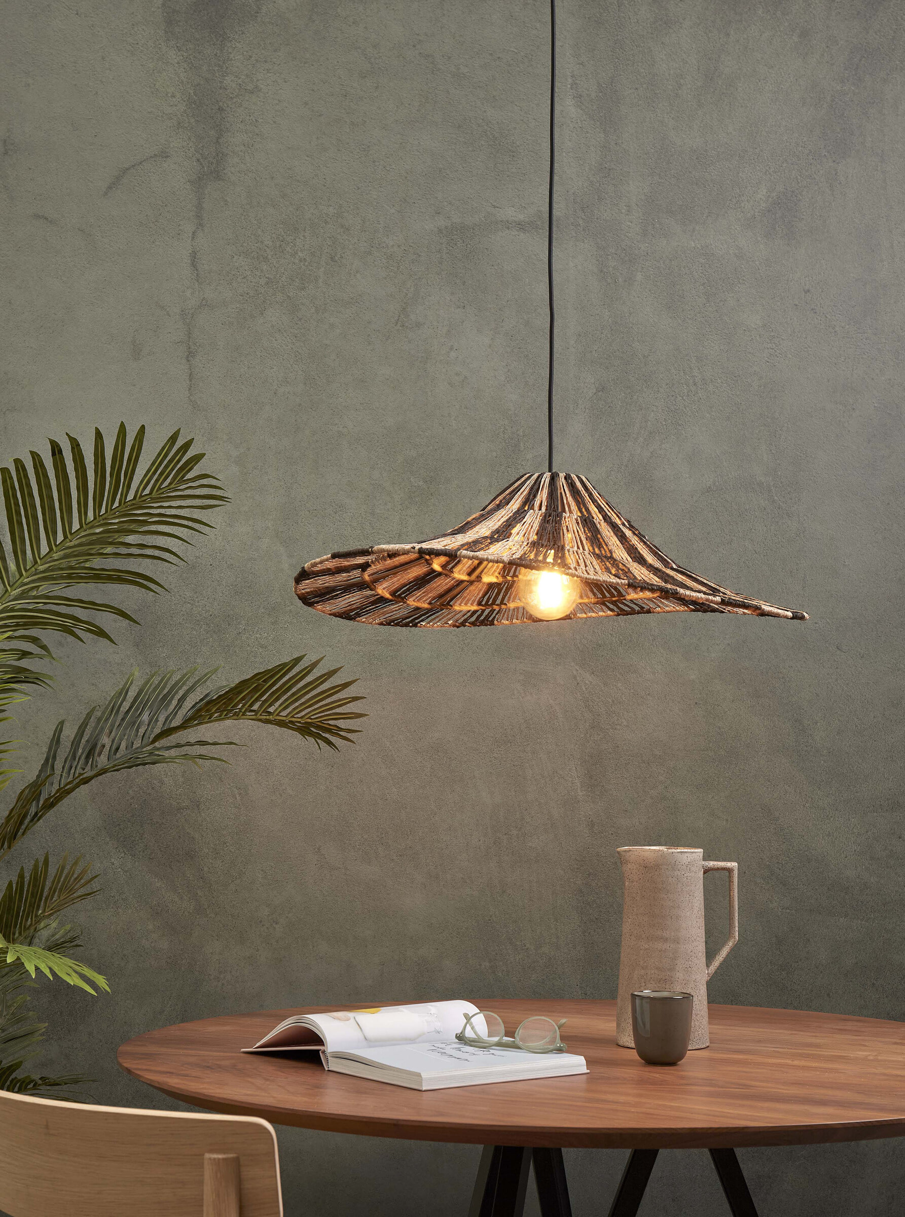 GOOD&MOJO Hanglamp 'Cuzco' Jute, 65cm, kleur Zwart/Naturel