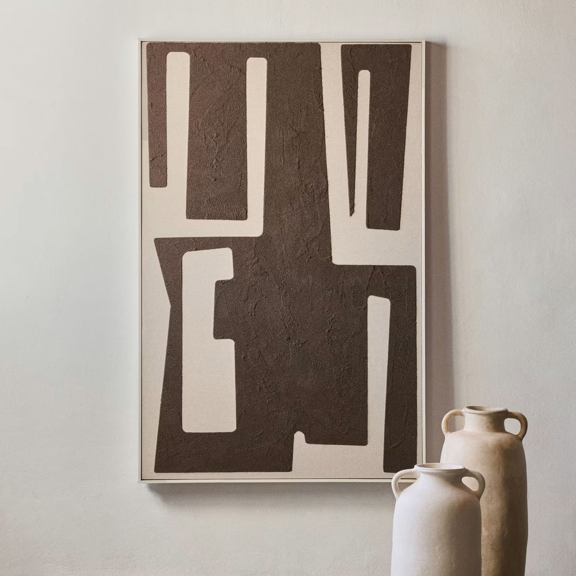 Kave Home Schilderij Salmi Linnen, 140 x 90cm - Bruin