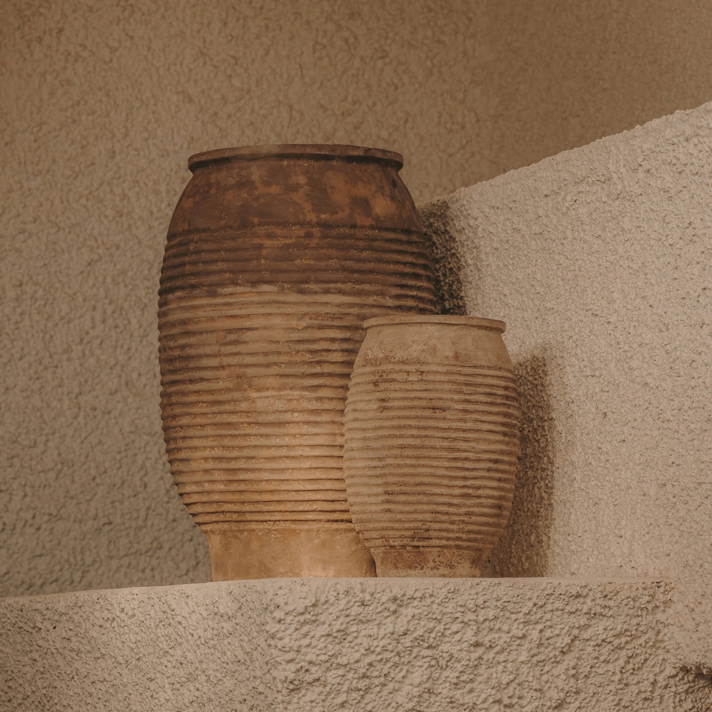 Kave Home Plantenpot Llonga Terracotta, Set van 2 stuks - Bruin