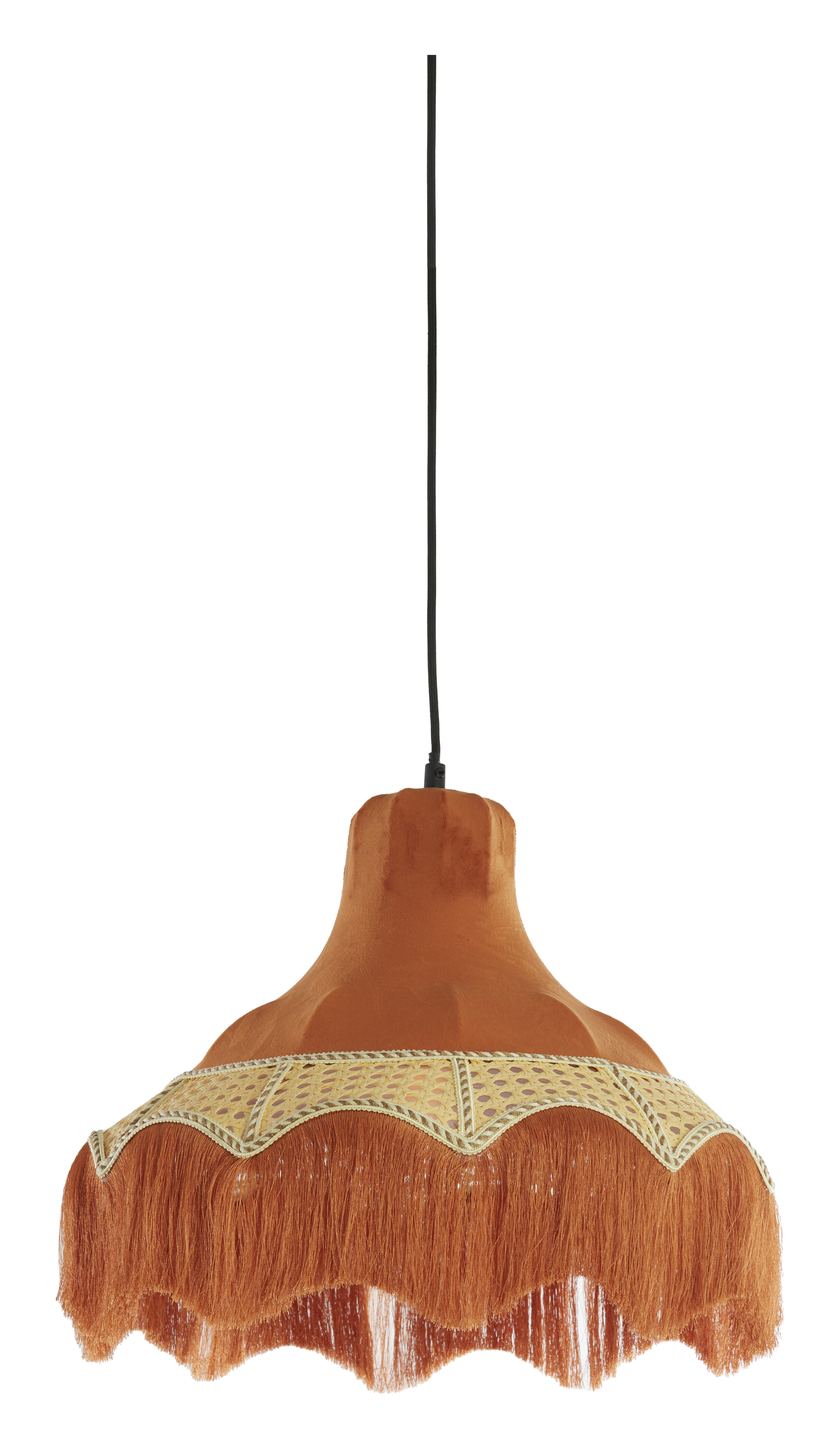 Light & Living Hanglamp Mizia Velvet en webbing, 40cm - Oranje