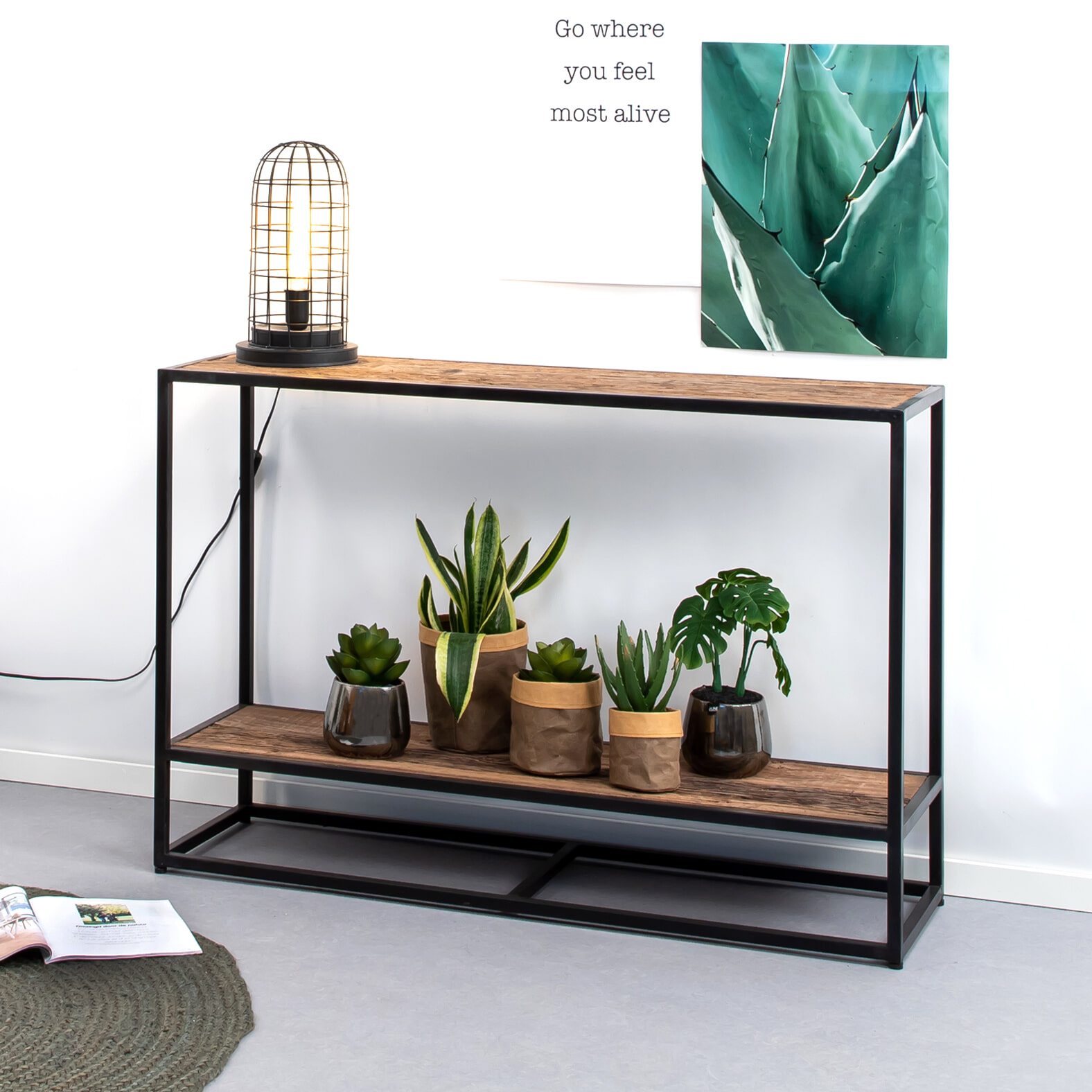 Sohome Sidetable 'Georgia' Riverwood en staal, 120cm Sohome Sidetable 'Georgia' Riverwood en staal, 120cm