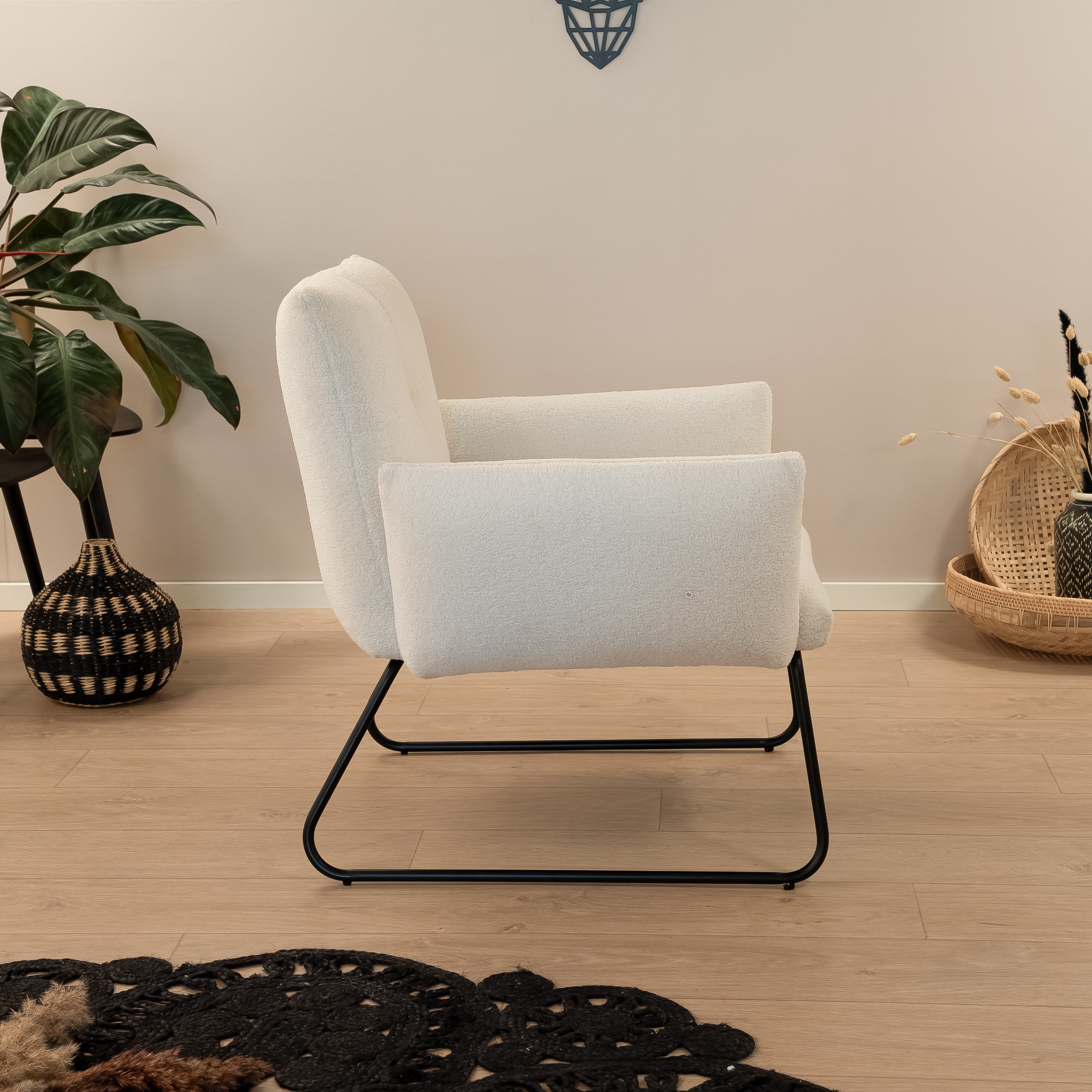 Tower Living Fauteuil 'Dante' Teddy, kleur Wit