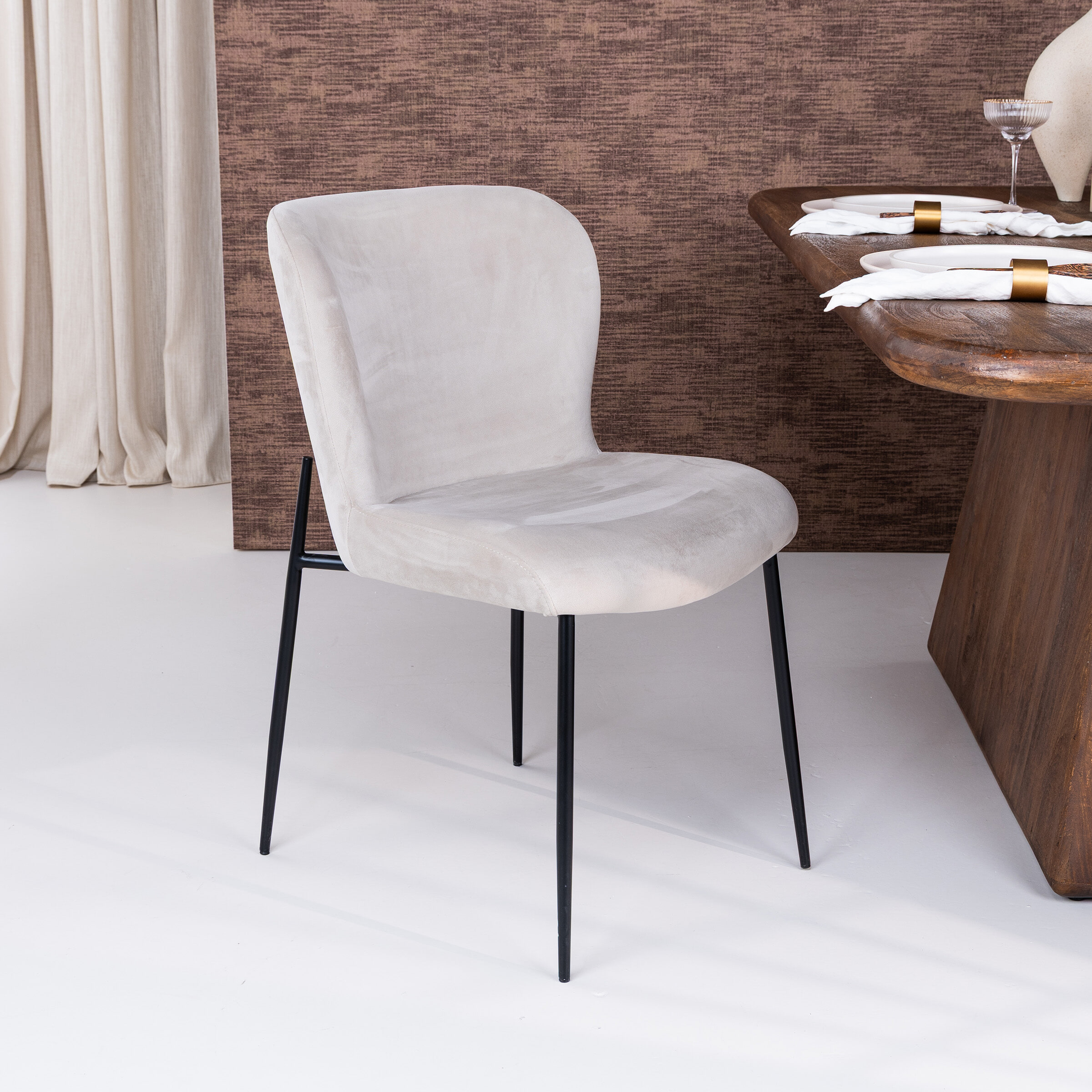 Richmond Eetkamerstoel 'Darby' Velvet, kleur Khaki