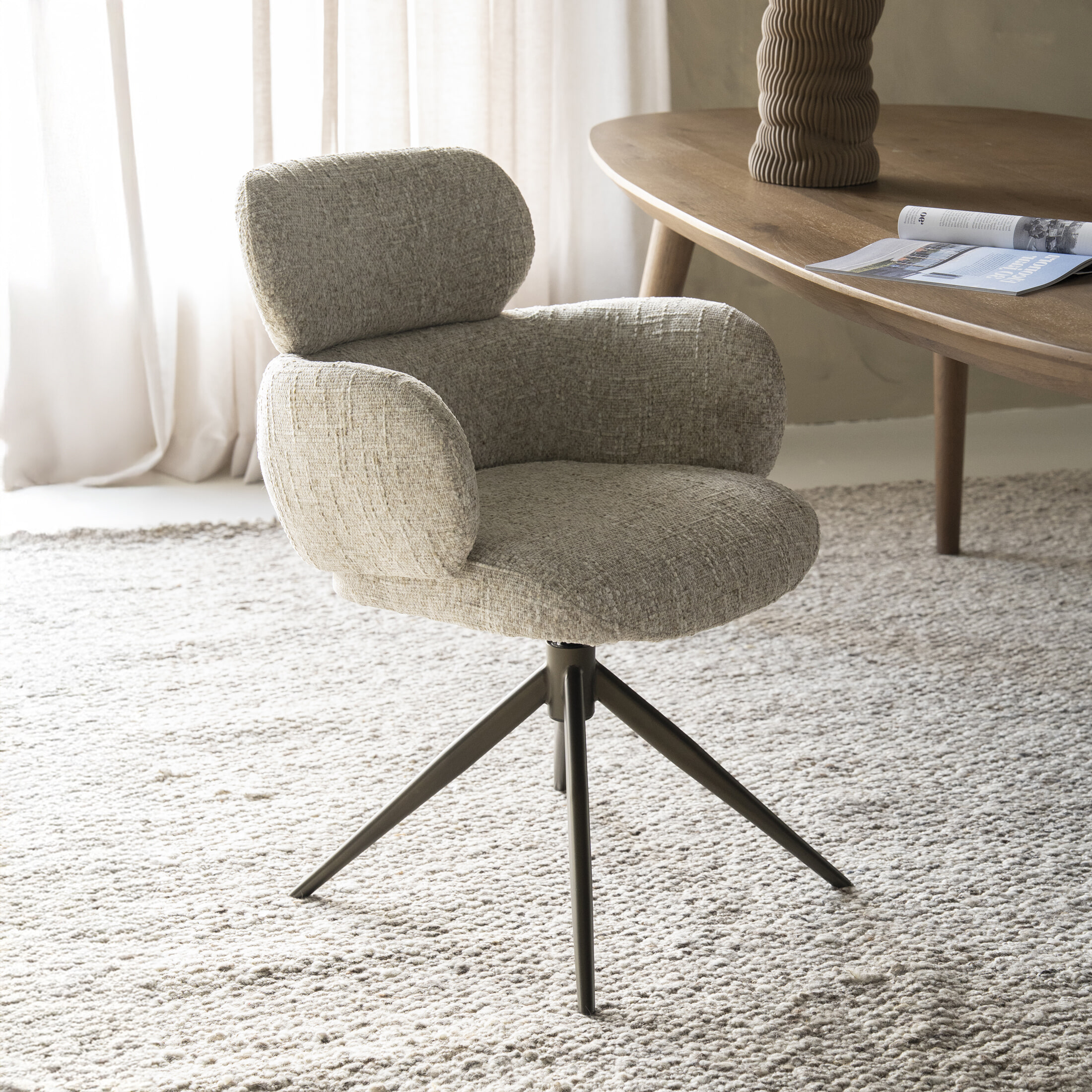 Eleonora Draaibare Eetkamerstoel 'Darcio' Geweven stof