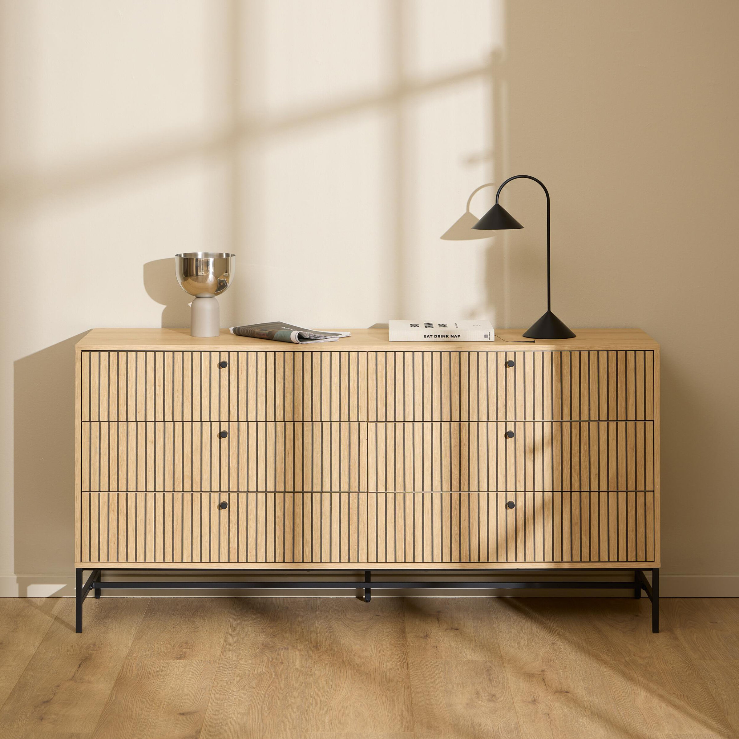 Bendt Ladekast 'Davon' Eikenlook 158cm, Met 6 laden