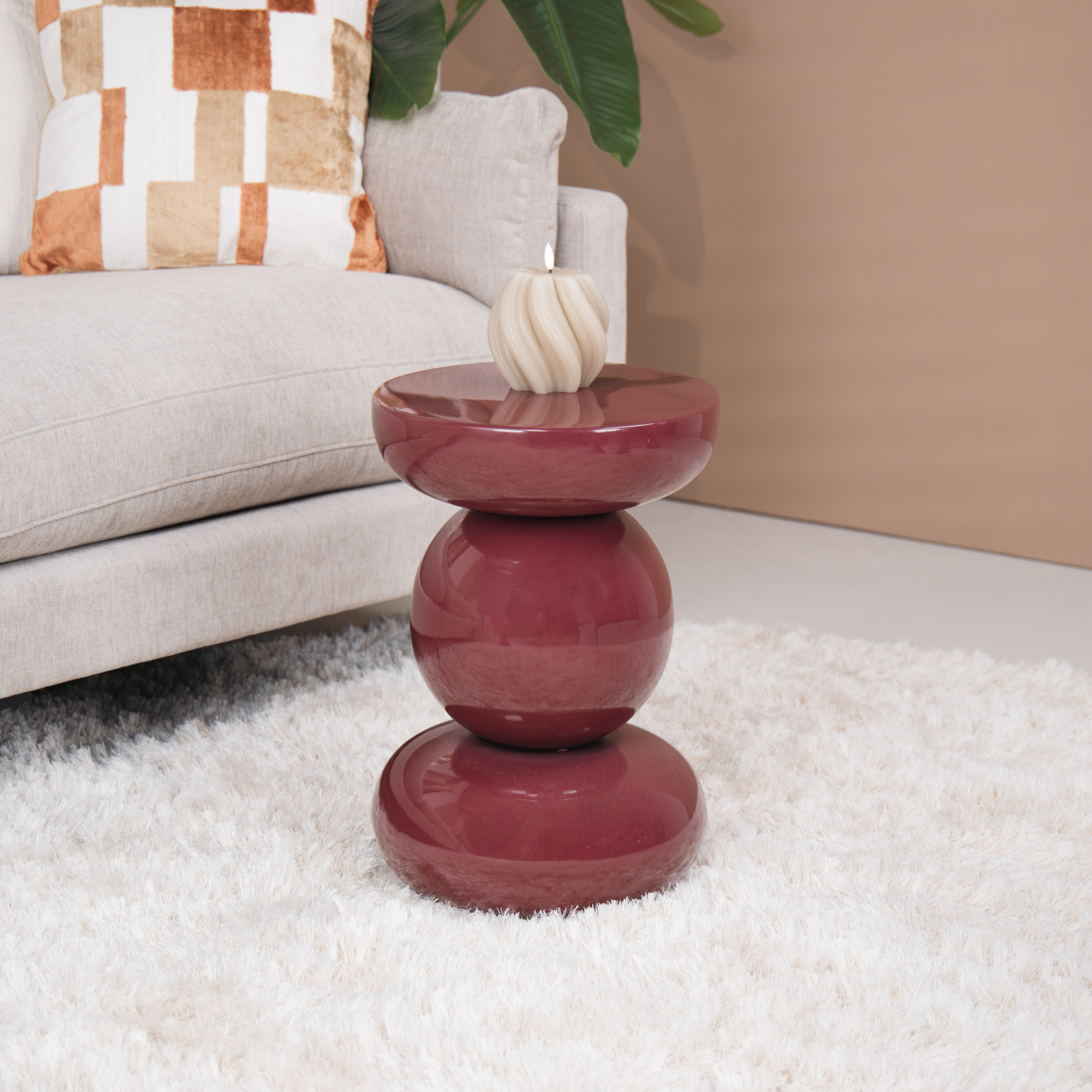 Brix Ronde Bijzettafel 'Dex' 33cm, kleur Maroon