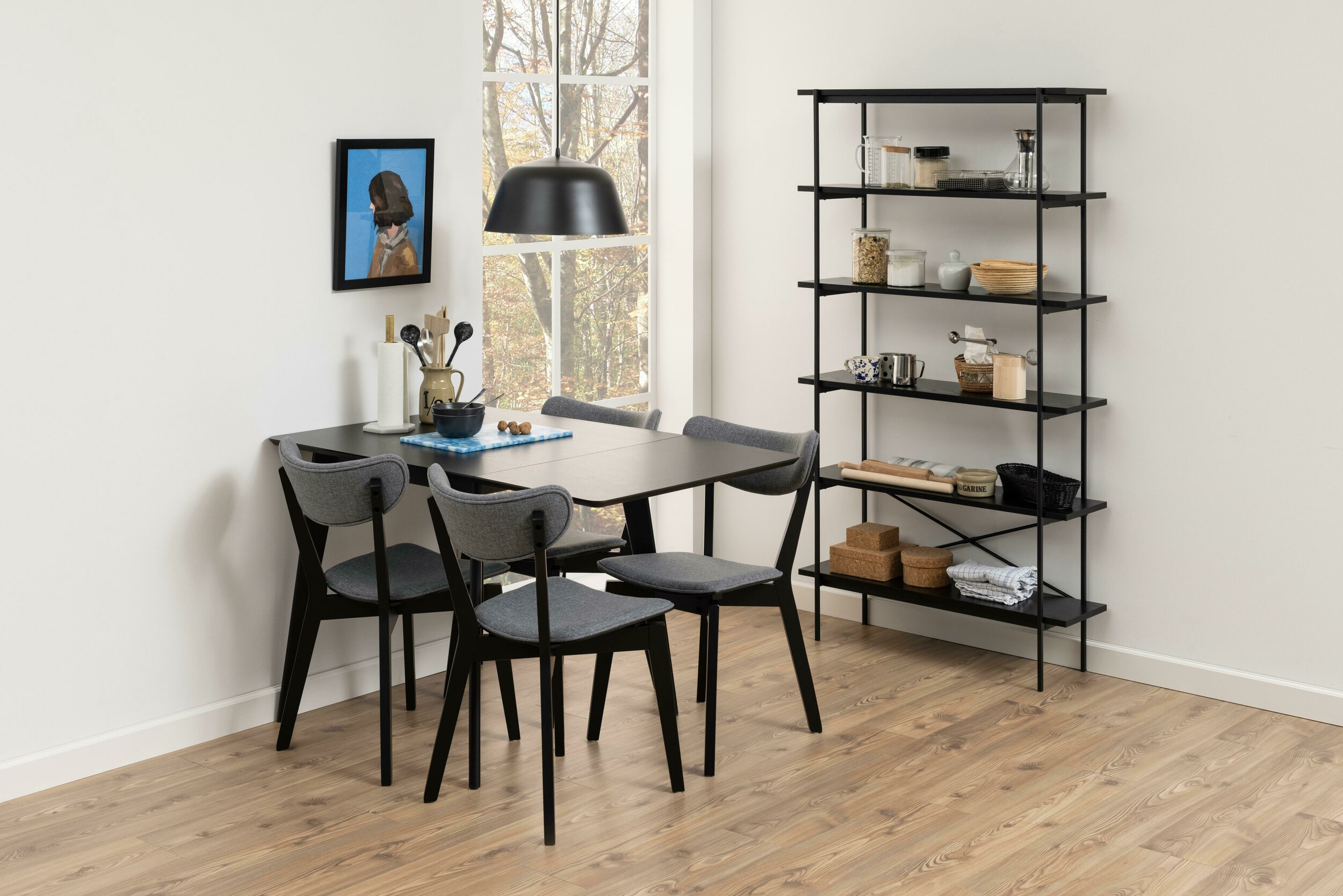Bendt Uitschuifbare Eettafel 'Torkil' 80-120 x 80cm, kleur Zwart