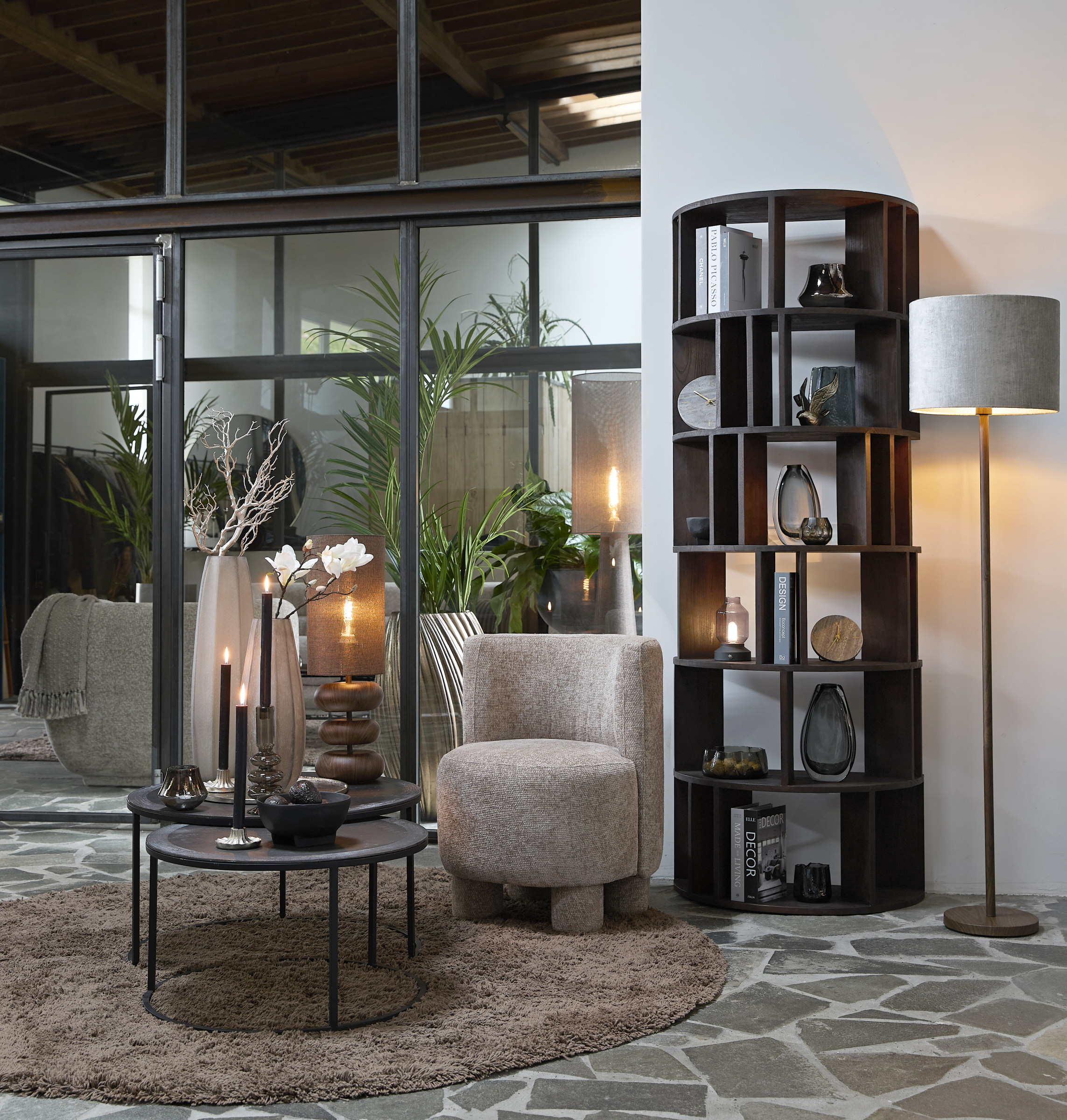Light & Living Vloerlamp 'Washington' 149cm, kleur Donkerbruin (excl. kap)