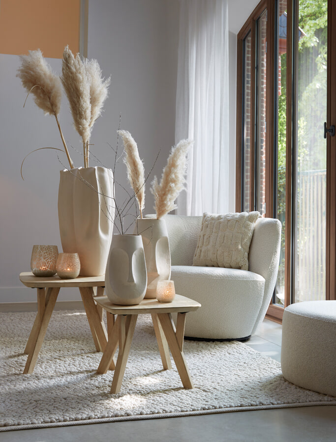 Light & Living Draaibare Fauteuil 'Senja' Bouclé, kleur Wit
