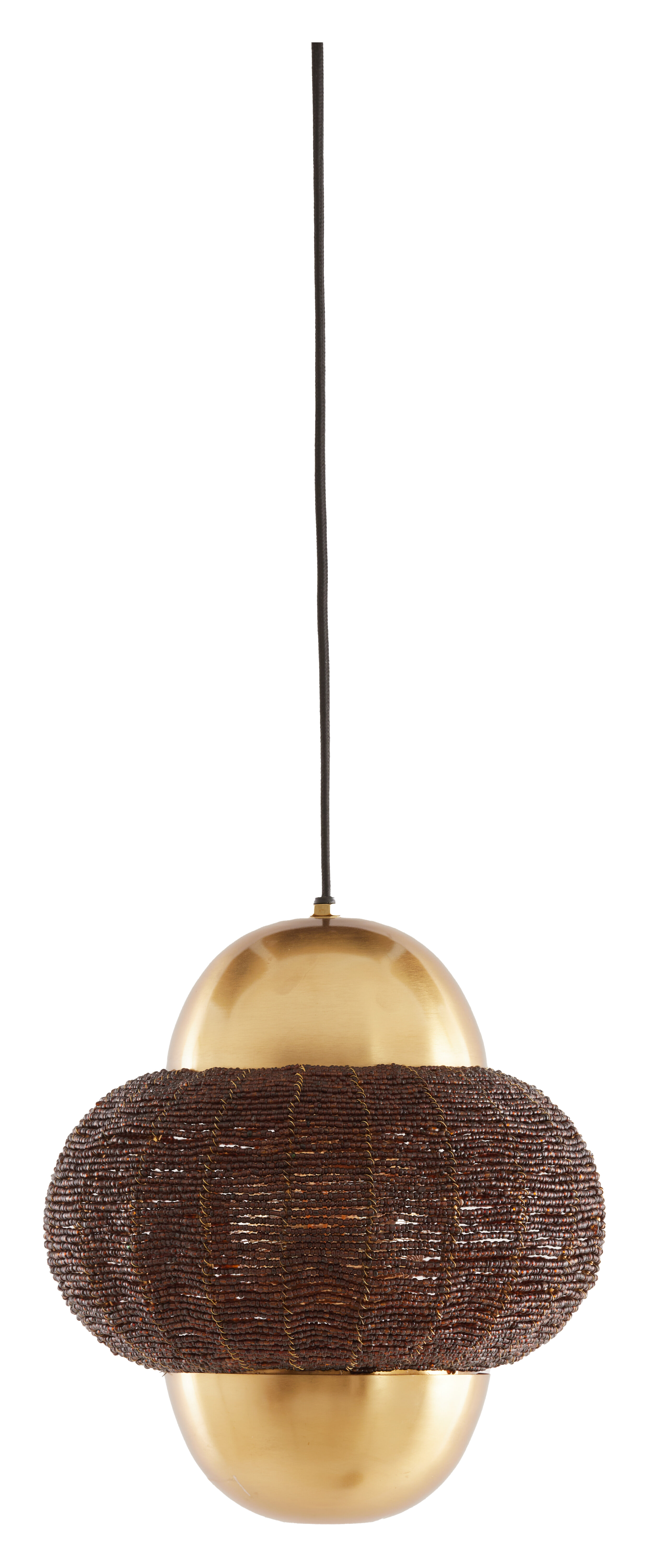 Light & Living Hanglamp Cetara Kralen, 26cm - Donkerbruin/Brons
