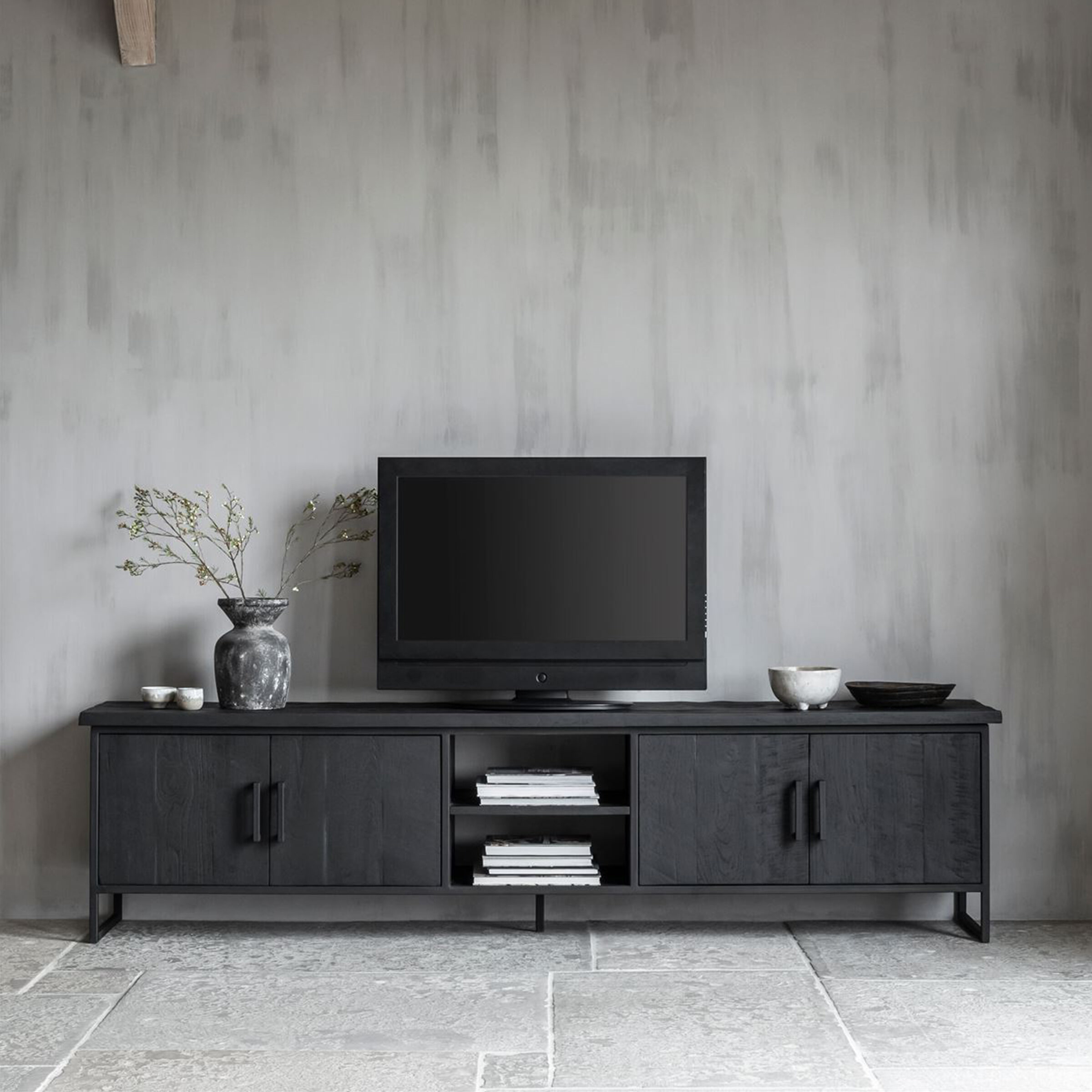 DTP Home TV-meubel Beam Teakhout, 220cm - Zwart