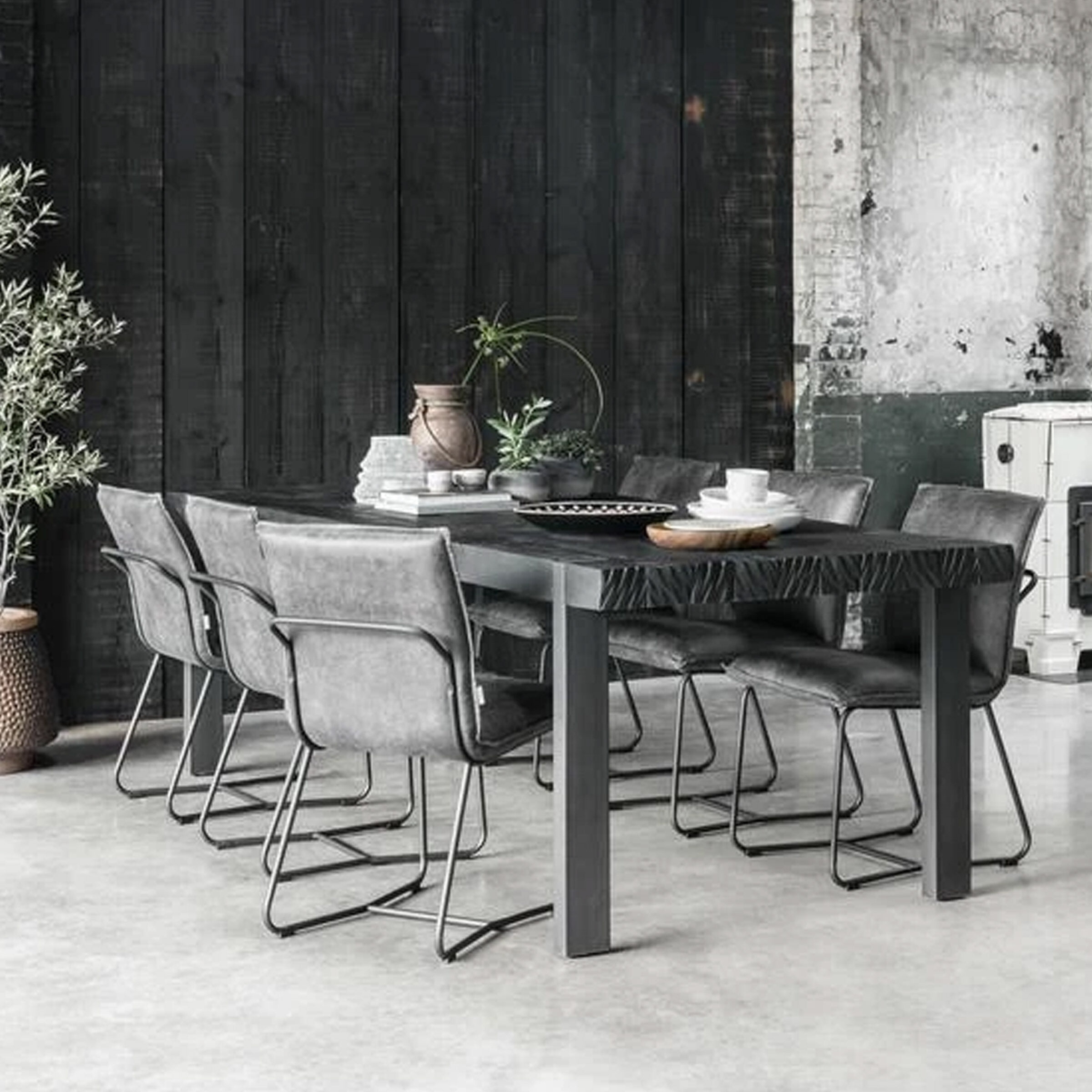 DTP Home Eettafel Beam Teakhout, 225 x 100cm - Zwart