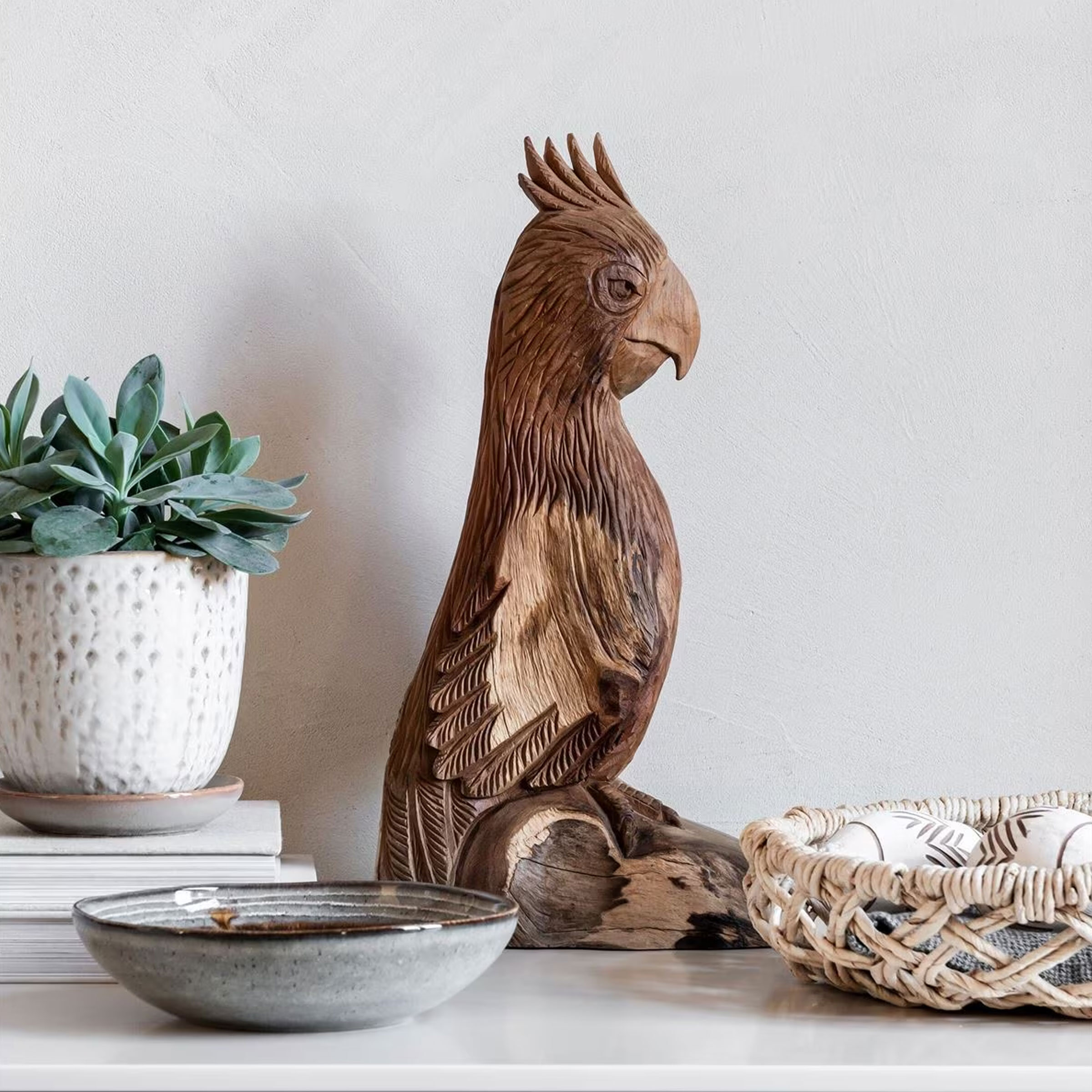 MUST Living Decoratie Rio Papegaai, Teakhout - Naturel