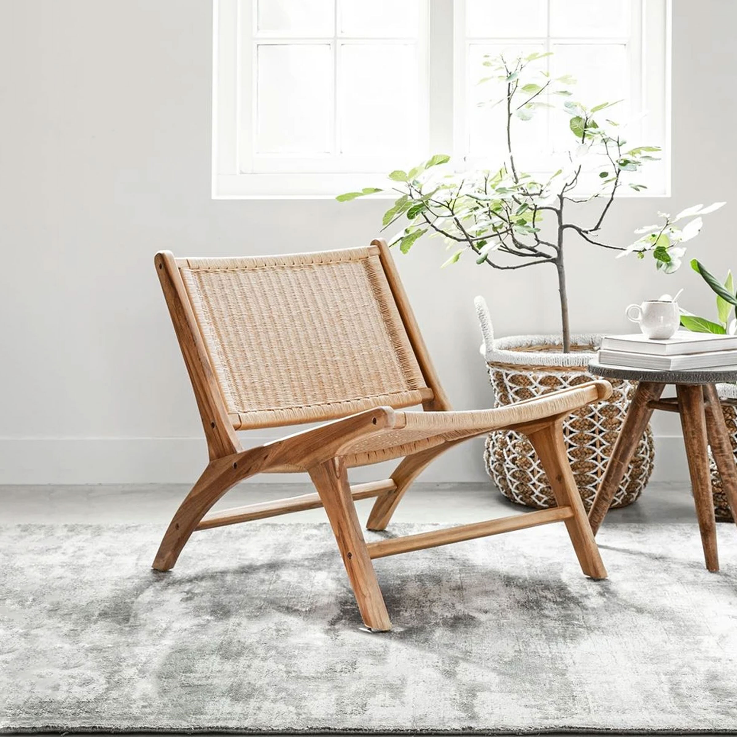 MUST Living Fauteuil 'Lazy Loom' Teakhout, kleur Naturel