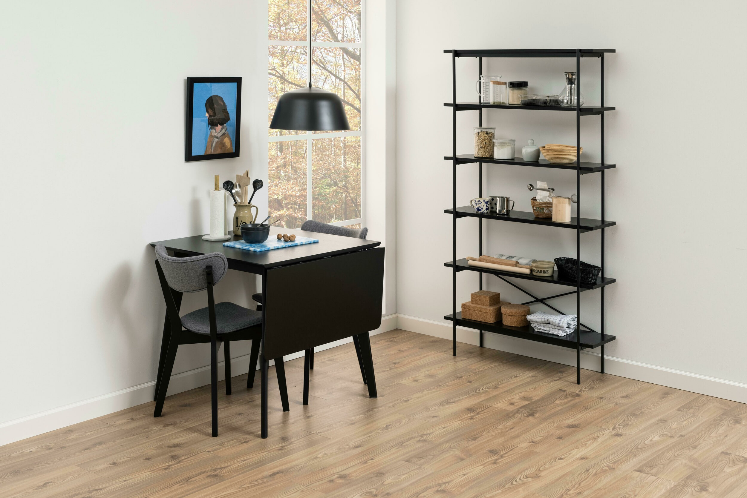 Bendt Uitschuifbare Eettafel 'Torkil' 80-120 x 80cm, kleur Zwart