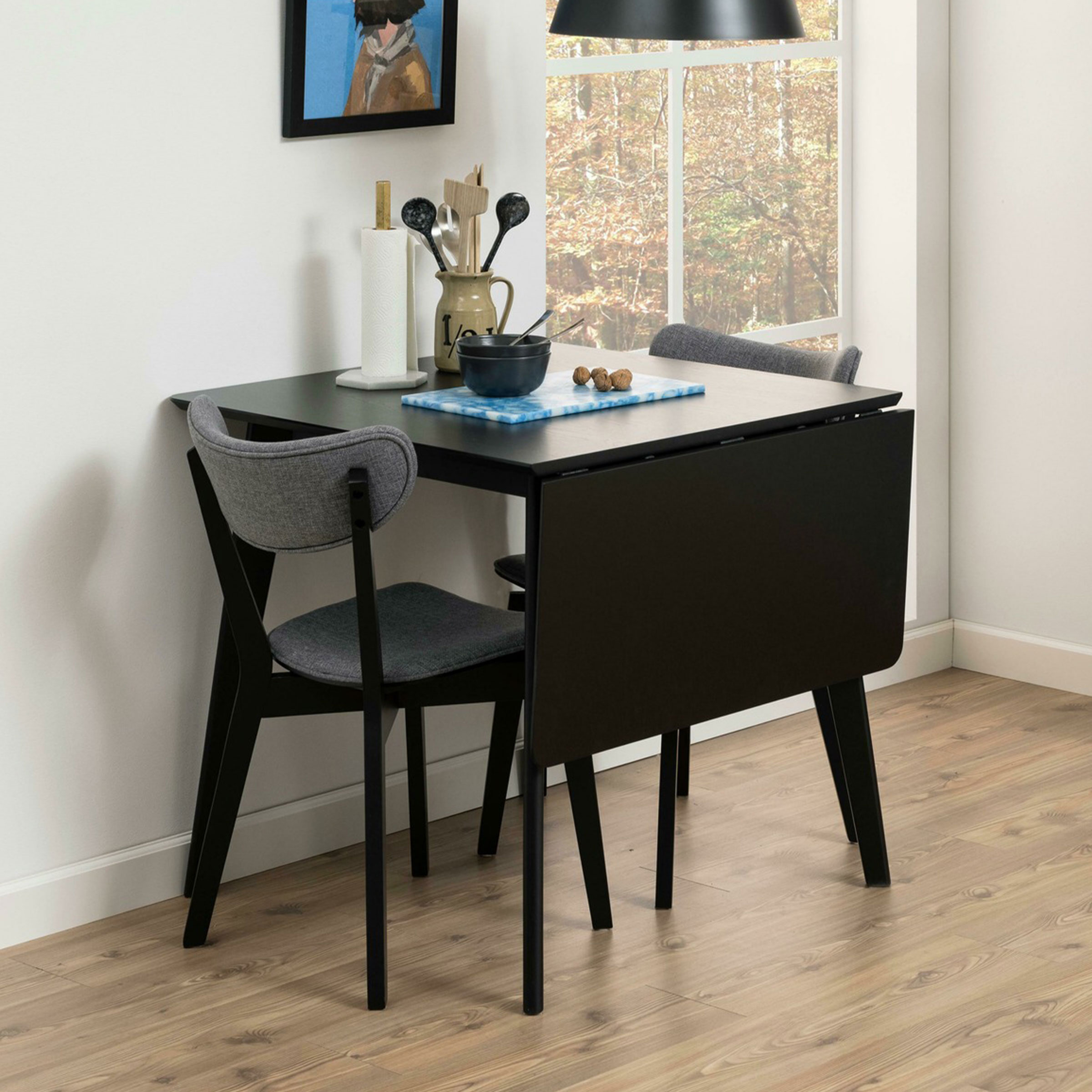 Bendt Uitschuifbare Eettafel 'Torkil' 80-120 x 80cm, kleur Zwart