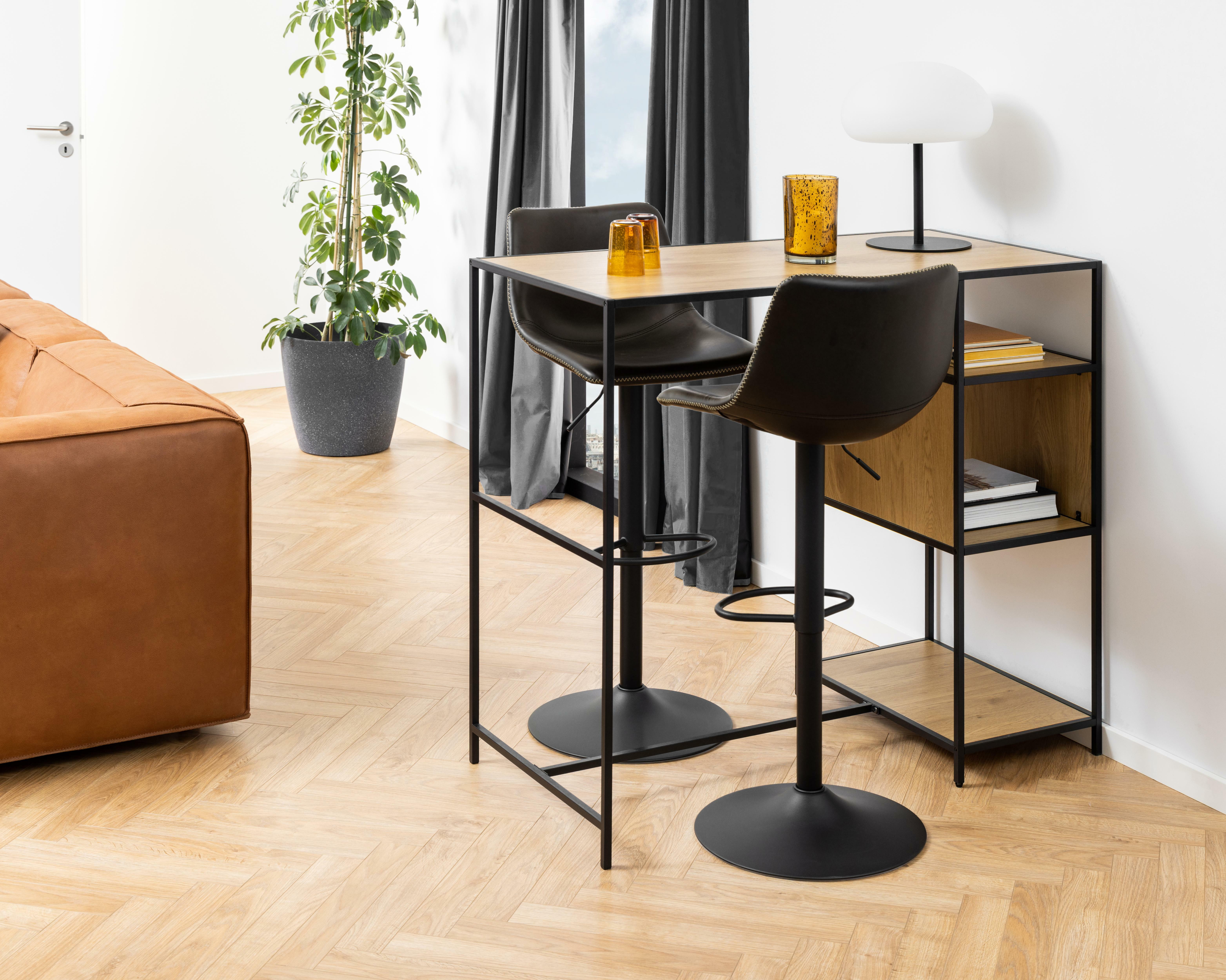 Bendt Draaibare Barkruk 'Xanthe' PU, kleur Zwart (zithoogte 61-83cm)