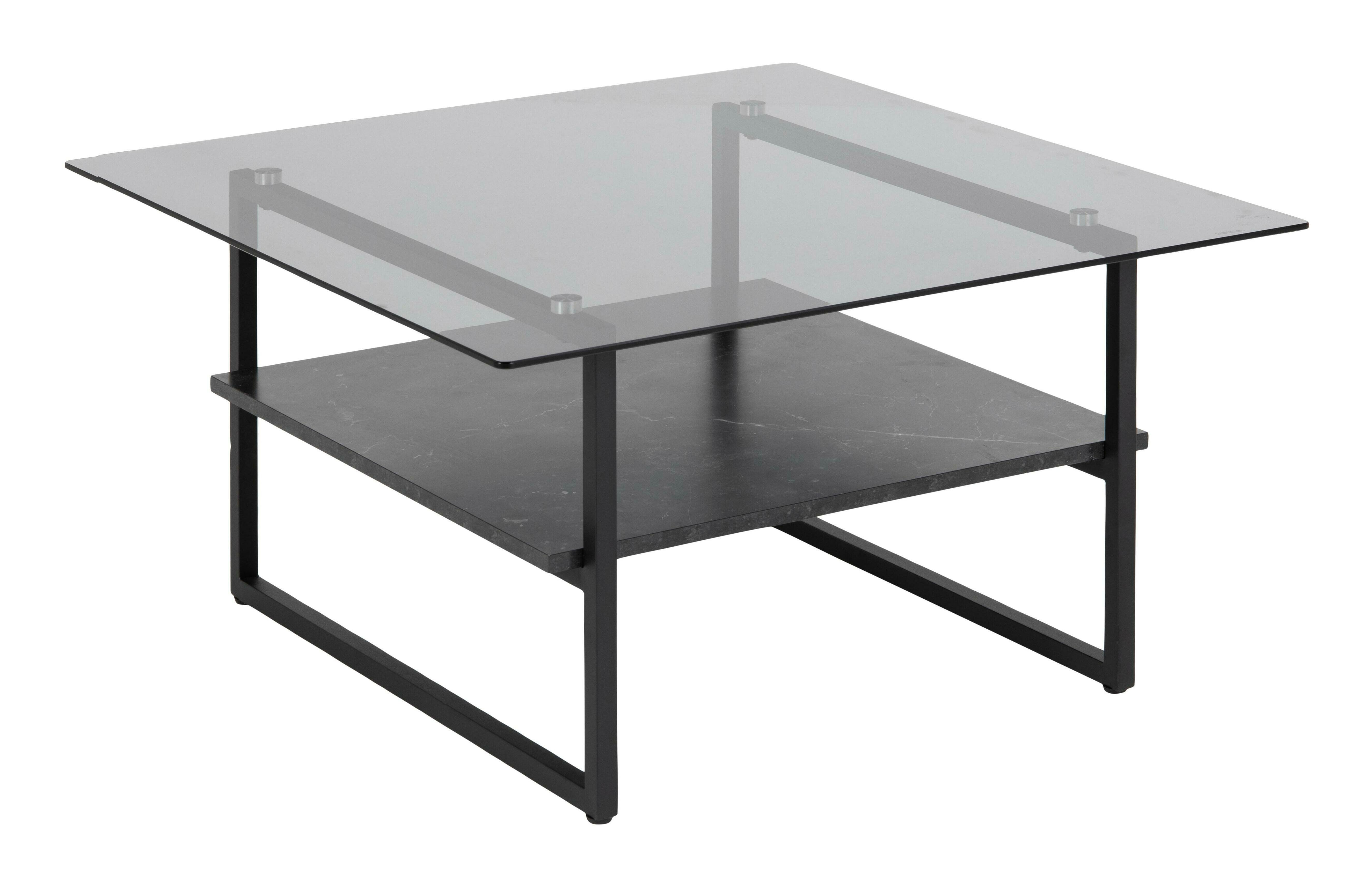 Bendt Salontafel 'Bruno' Marmerprint en glas, 80 x 80cm, kleur Zwart Bendt Salontafel 'Bruno' Marmerprint en glas, 80 x 80cm, kleur Zwart