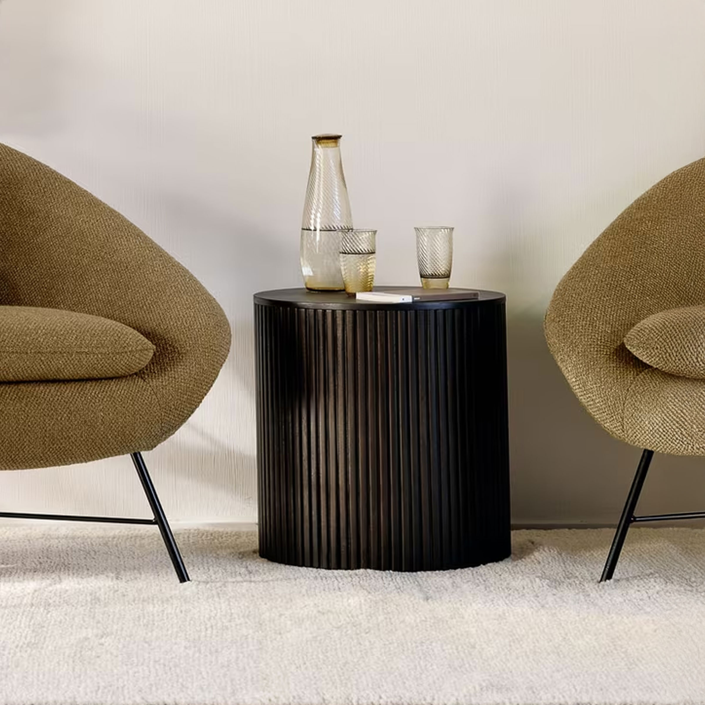 Ethnicraft Ronde Bijzettafel 'Roller Max' Hout, 40cm