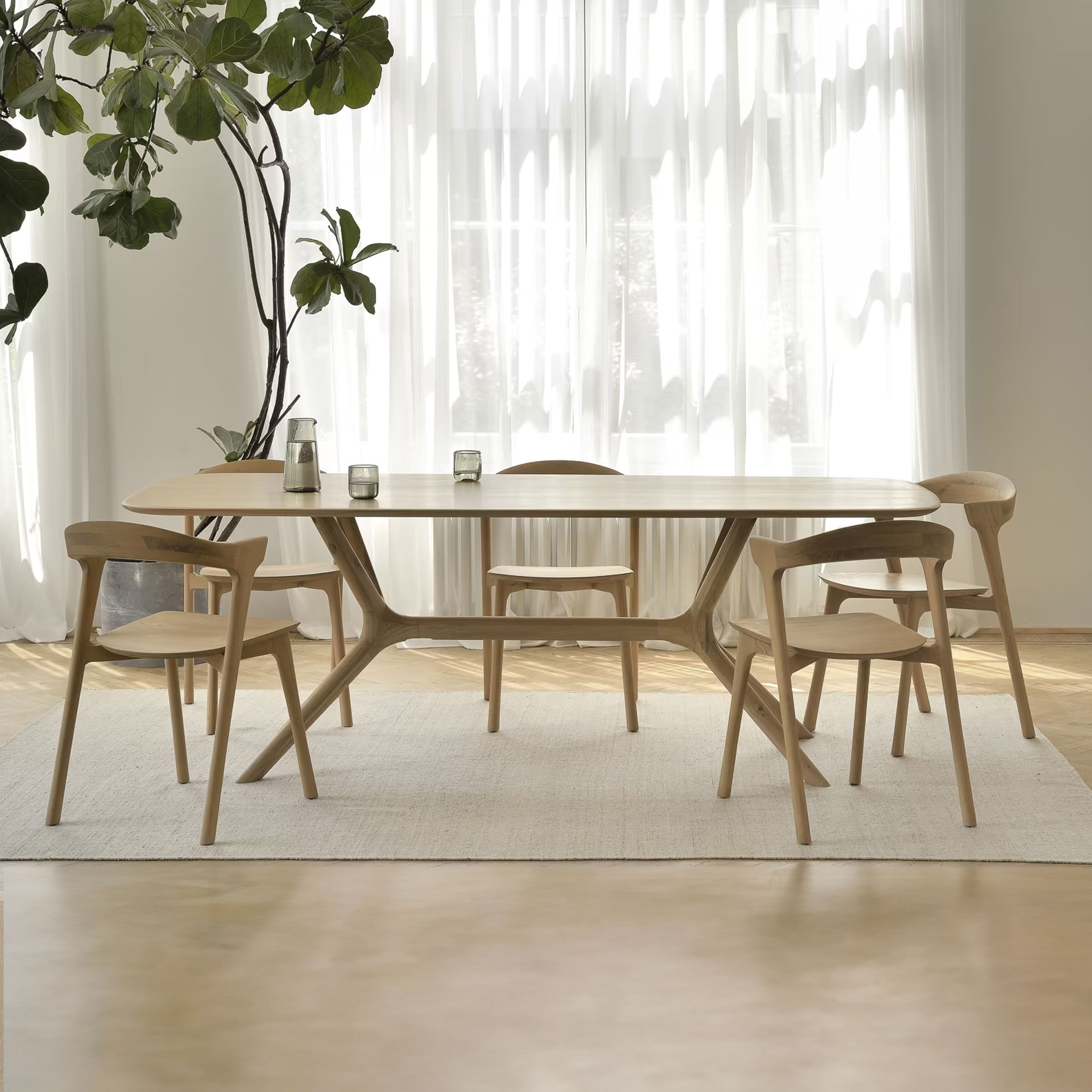 Ethnicraft Eettafel 'X' Geolied Eikenhout, kleur Naturel