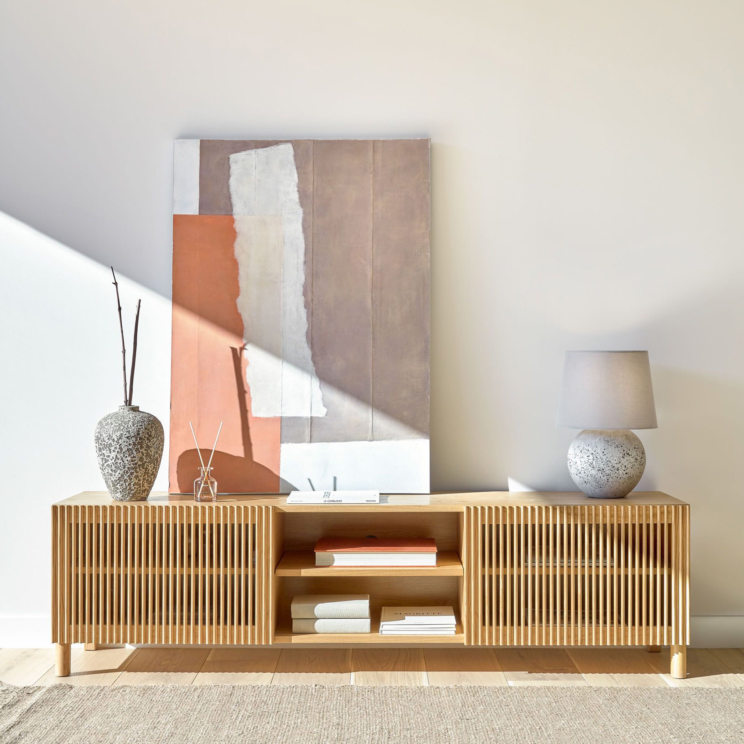 Kave Home TV-meubel Beyla Eiken, 180cm - Bruin