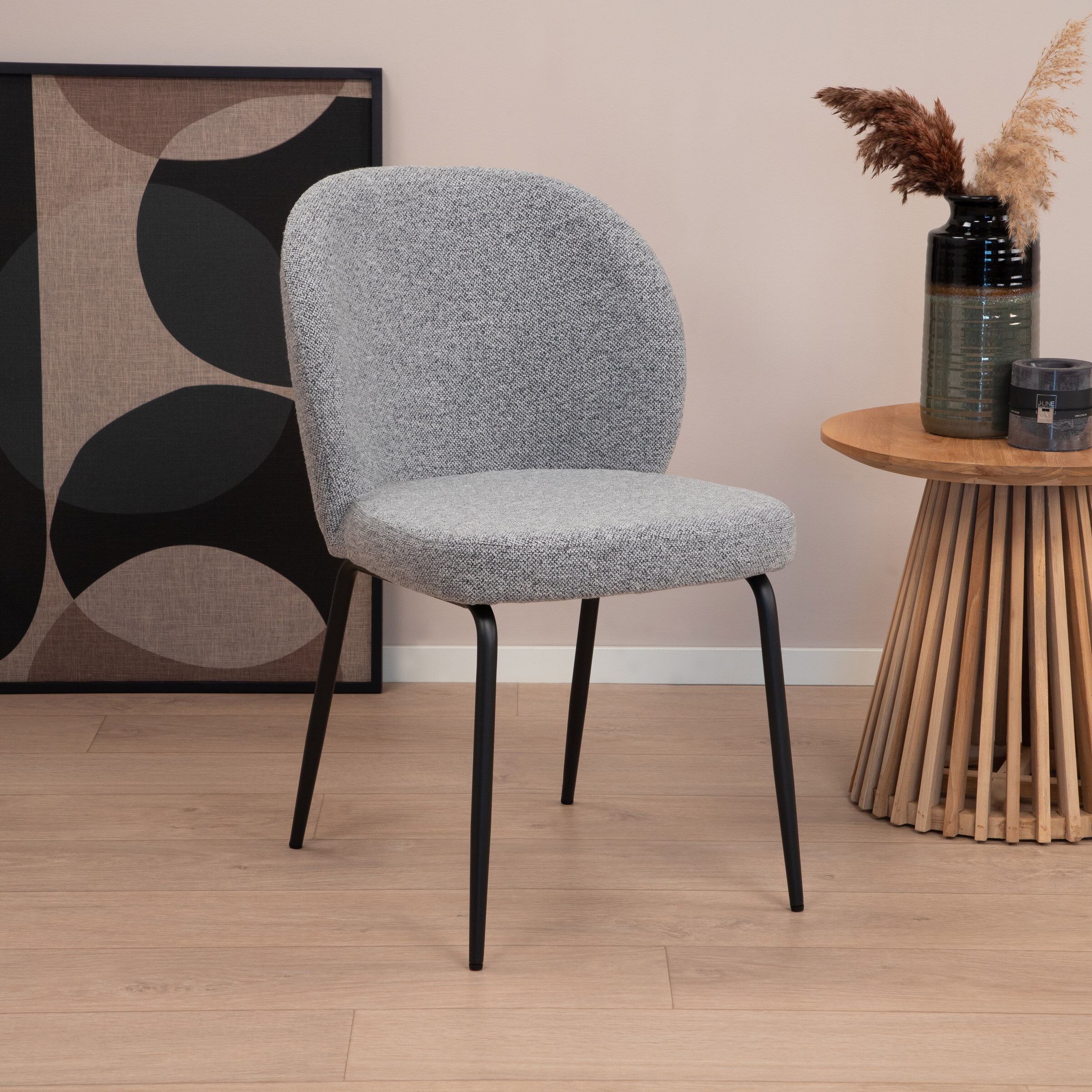 Sohome Eetkamerstoel - set van 2 - Knox - Bouclé - Grijs