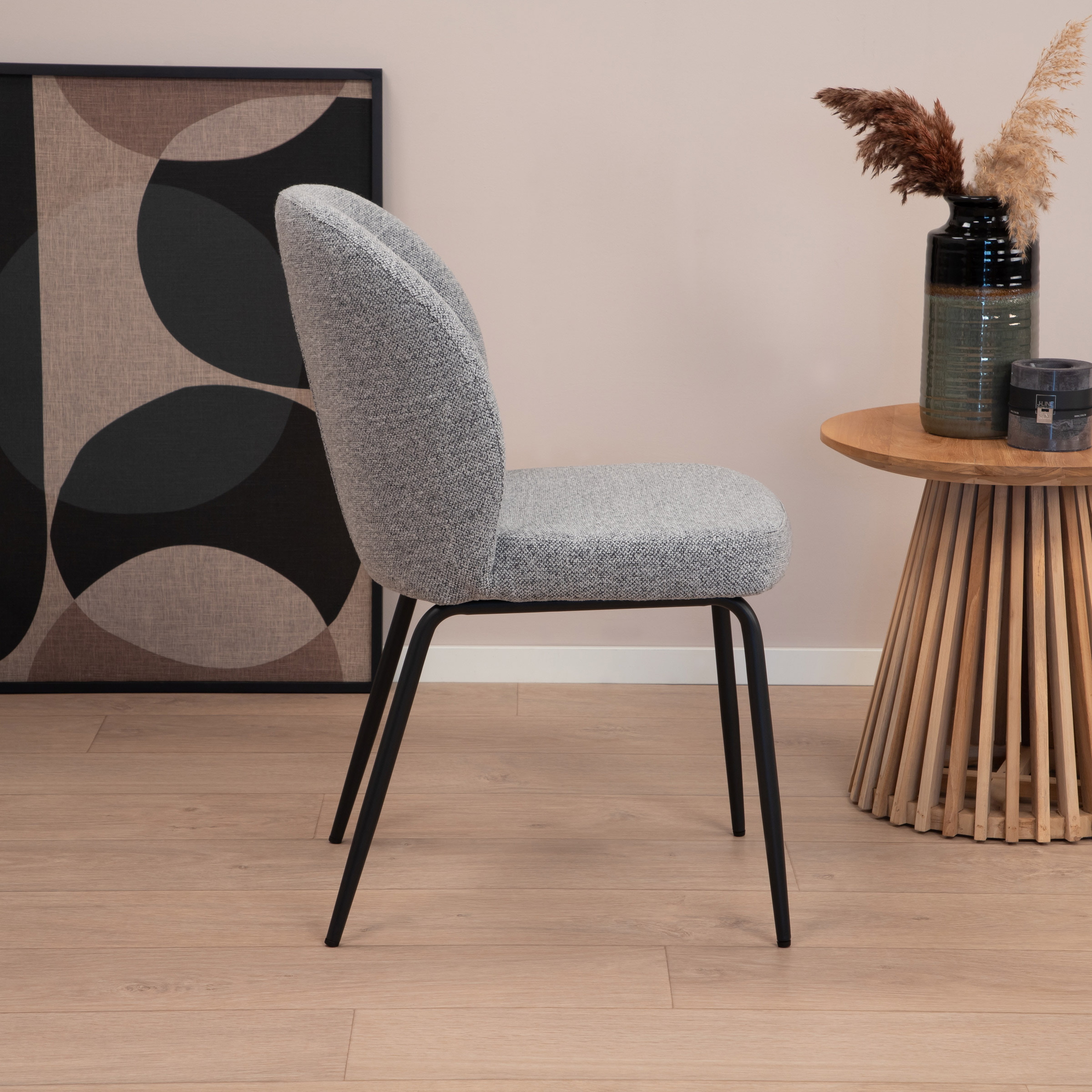 Sohome Eetkamerstoel 'Sophia' Bouclé, kleur Grijs