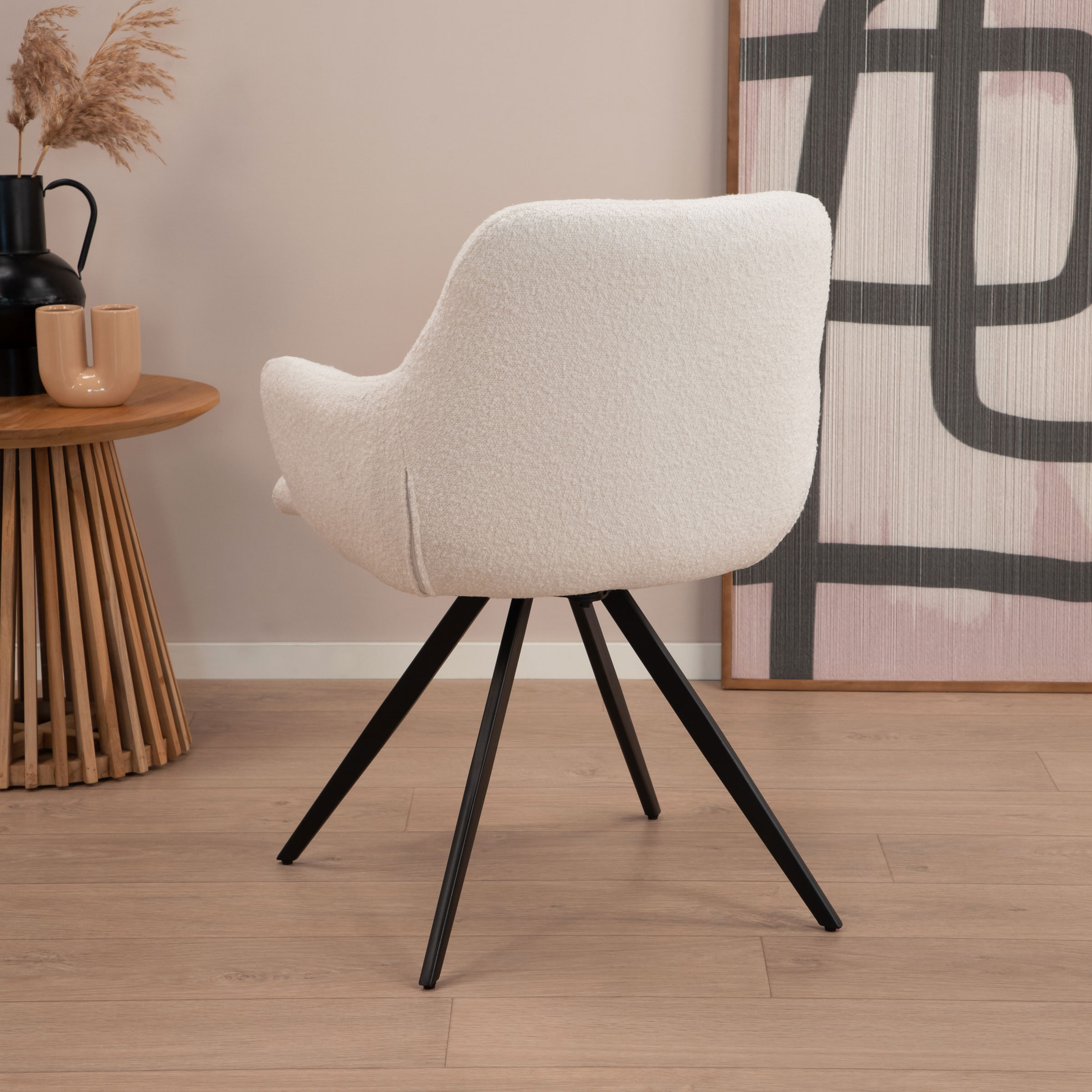 Sohome Draaibare Eetkamerstoel 'Aimée' Bouclé, kleur Wit