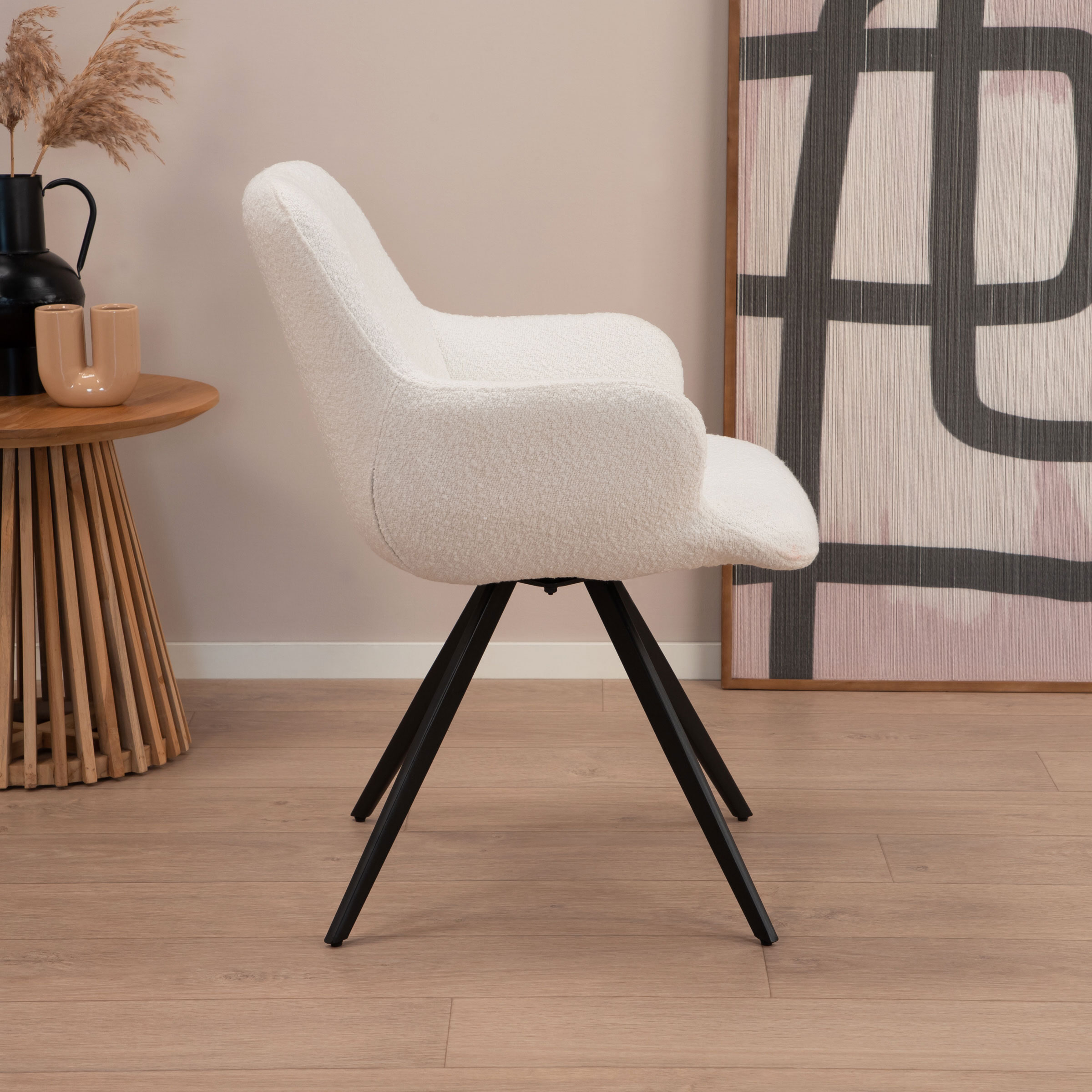 Sohome Draaibare Eetkamerstoel 'Aimée' Bouclé, kleur Wit