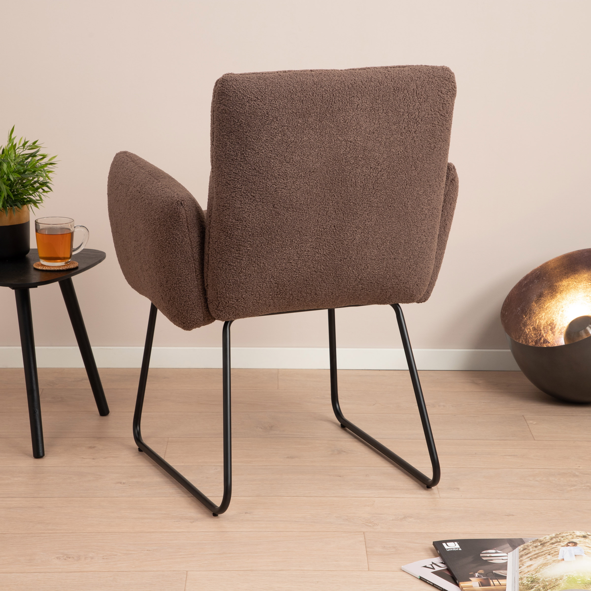 Tower Living Eetkamerstoel 'Dante' Teddy, kleur Donkerbruin