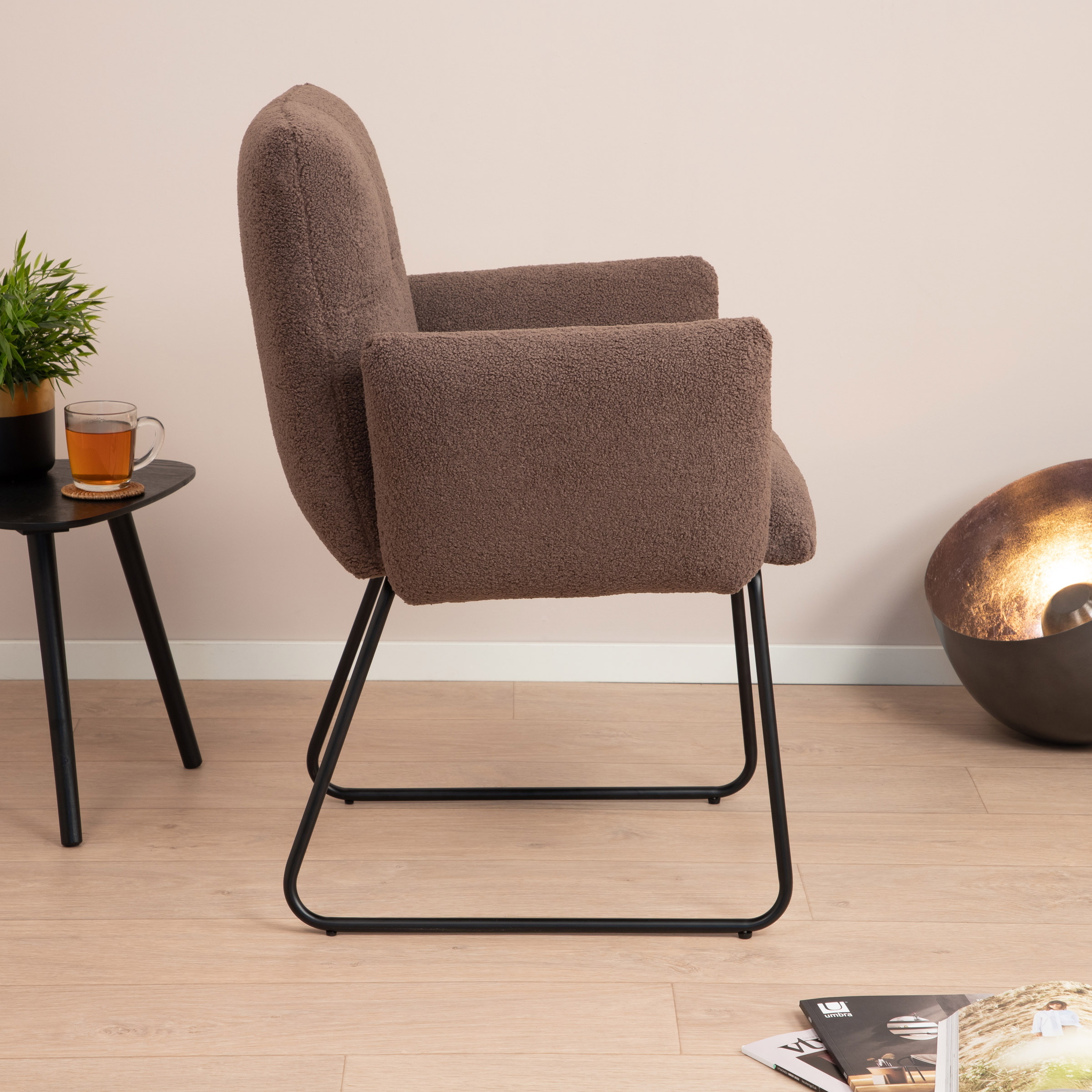 Tower Living Eetkamerstoel 'Dante' Teddy, kleur Donkerbruin