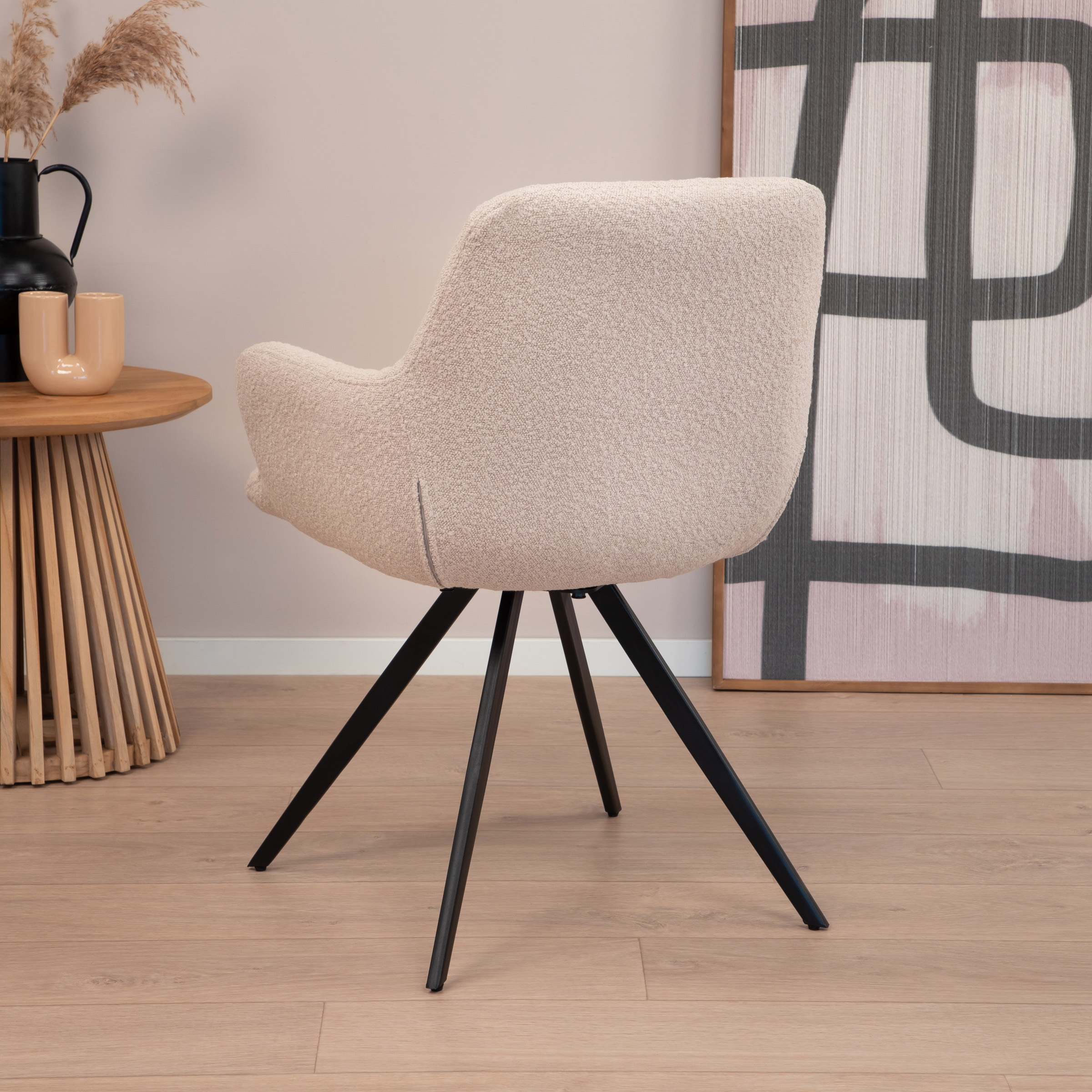 Sohome Draaibare Eetkamerstoel 'Aimée' Bouclé, kleur Beige
