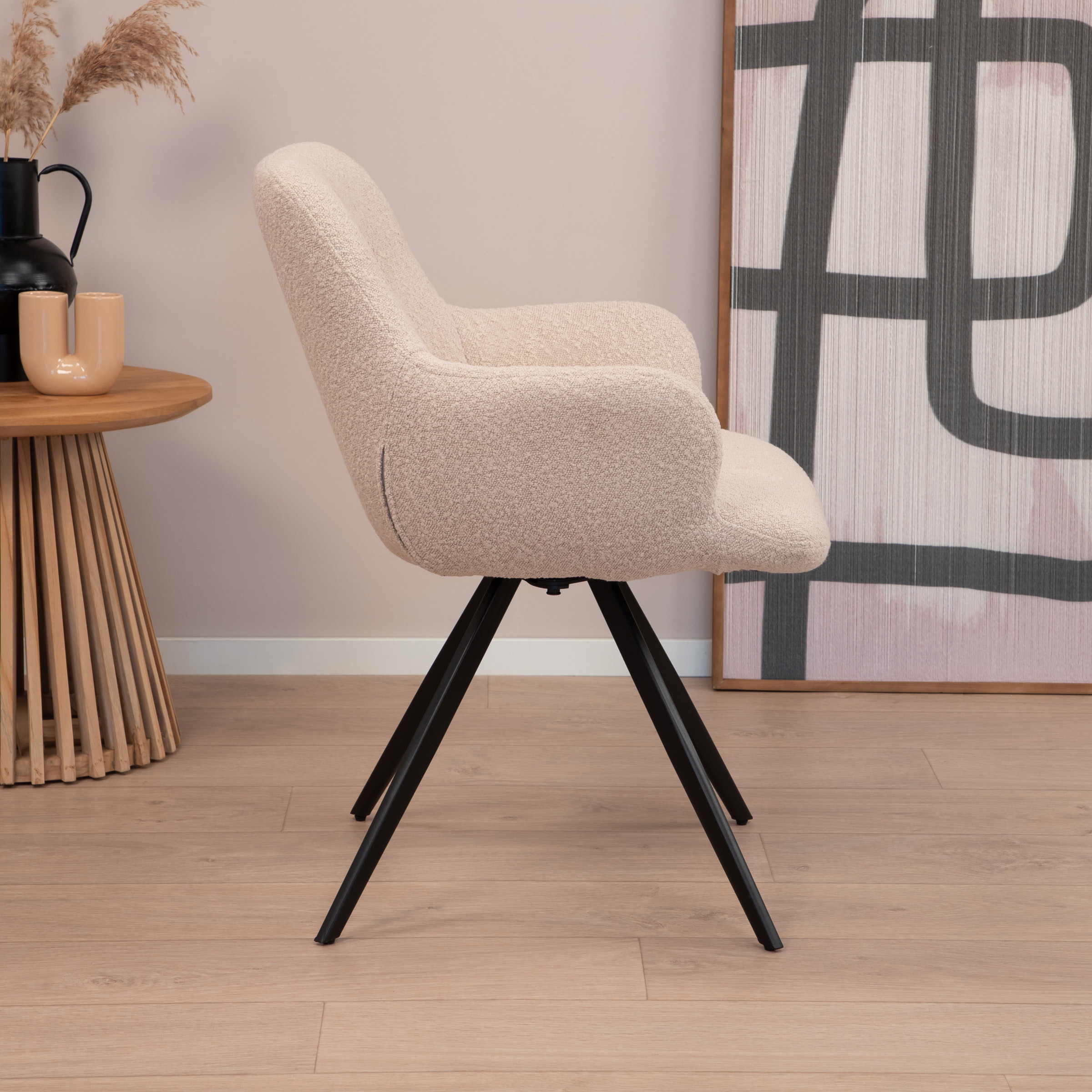 Sohome Draaibare Eetkamerstoel 'Aimée' Bouclé, kleur Beige