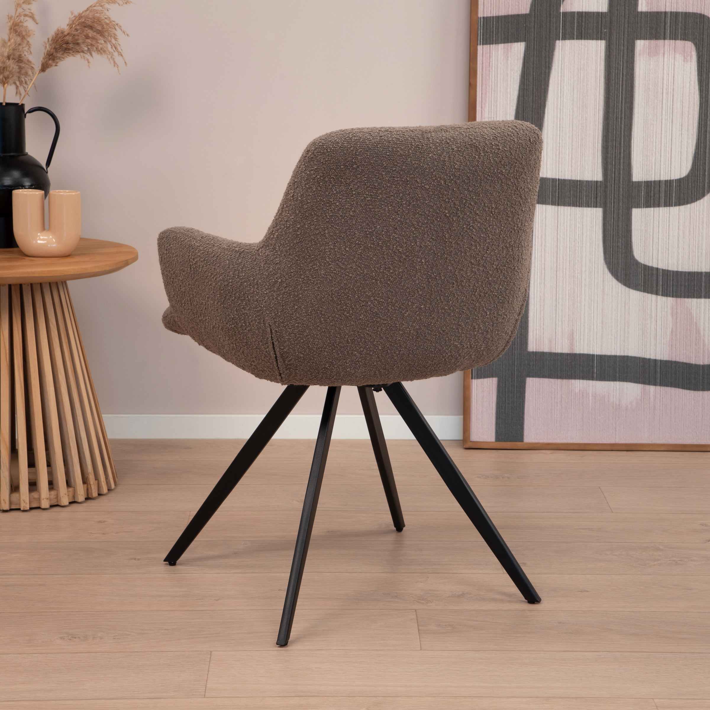 Sohome Draaibare Eetkamerstoel 'Aimée' Bouclé, kleur Bruin