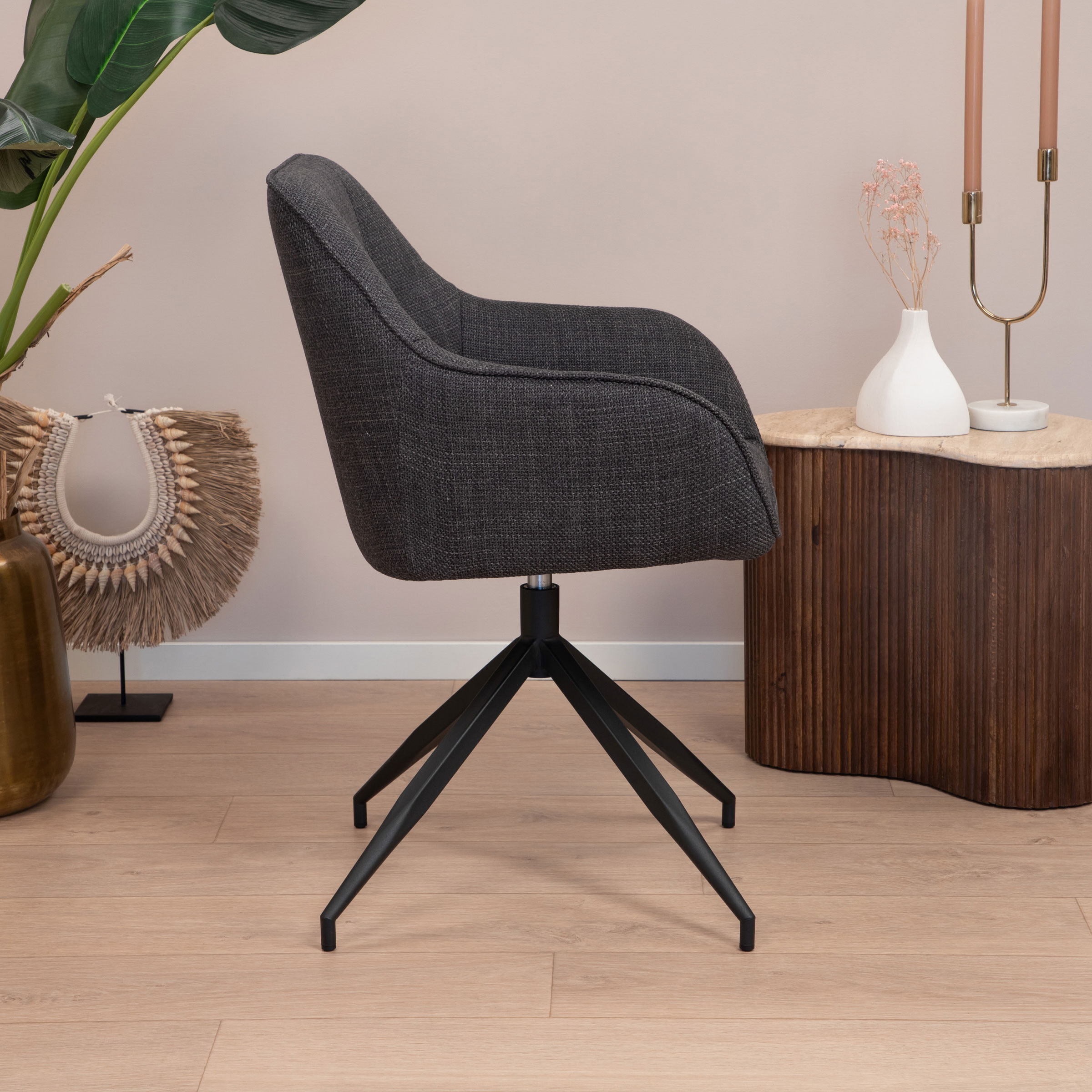 Sohome Draaibare Eetkamerstoel 'Loa' kleur Donkergrijs