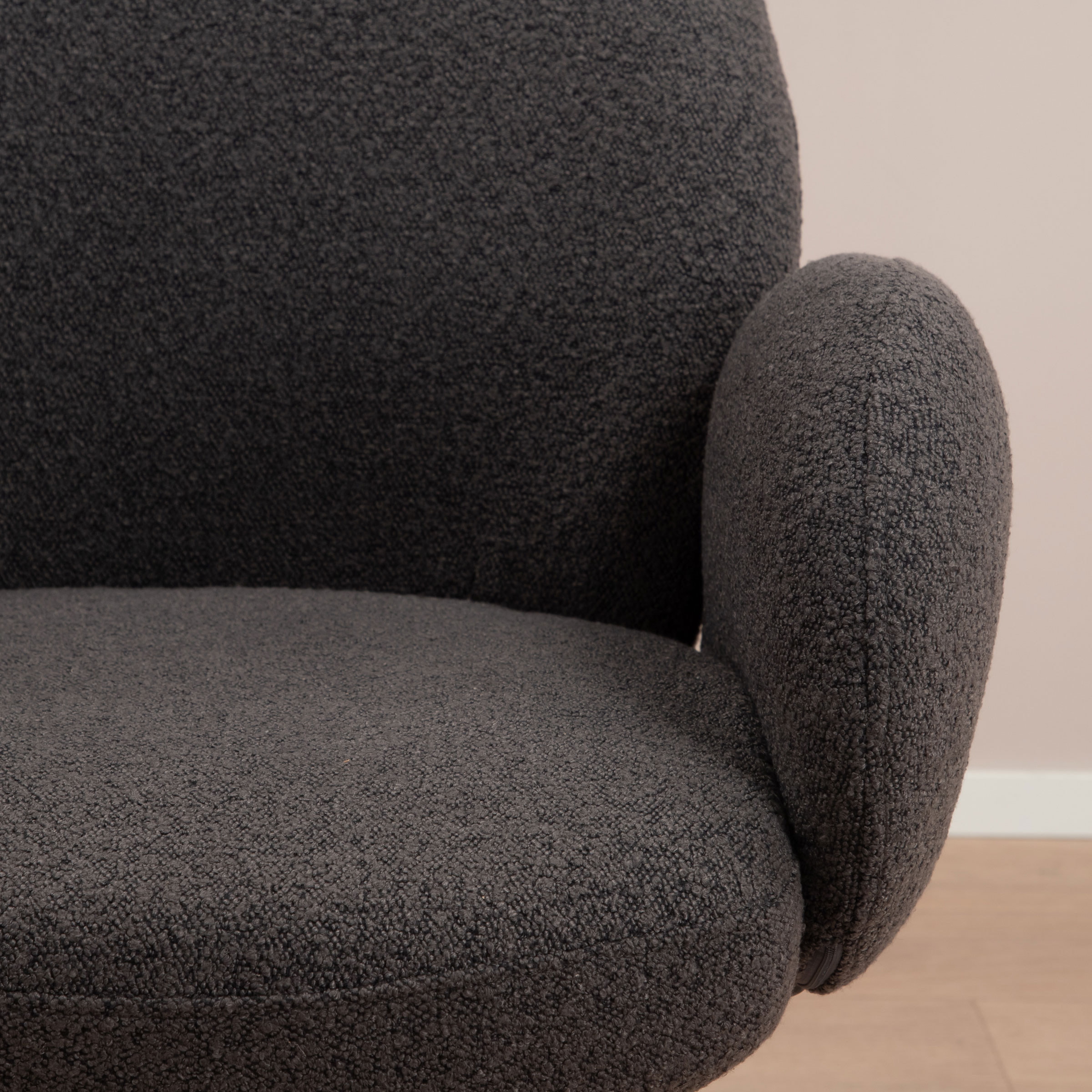 Tower Living Draaibare Eetkamerstoel 'Imola' Bouclé, kleur Antraciet