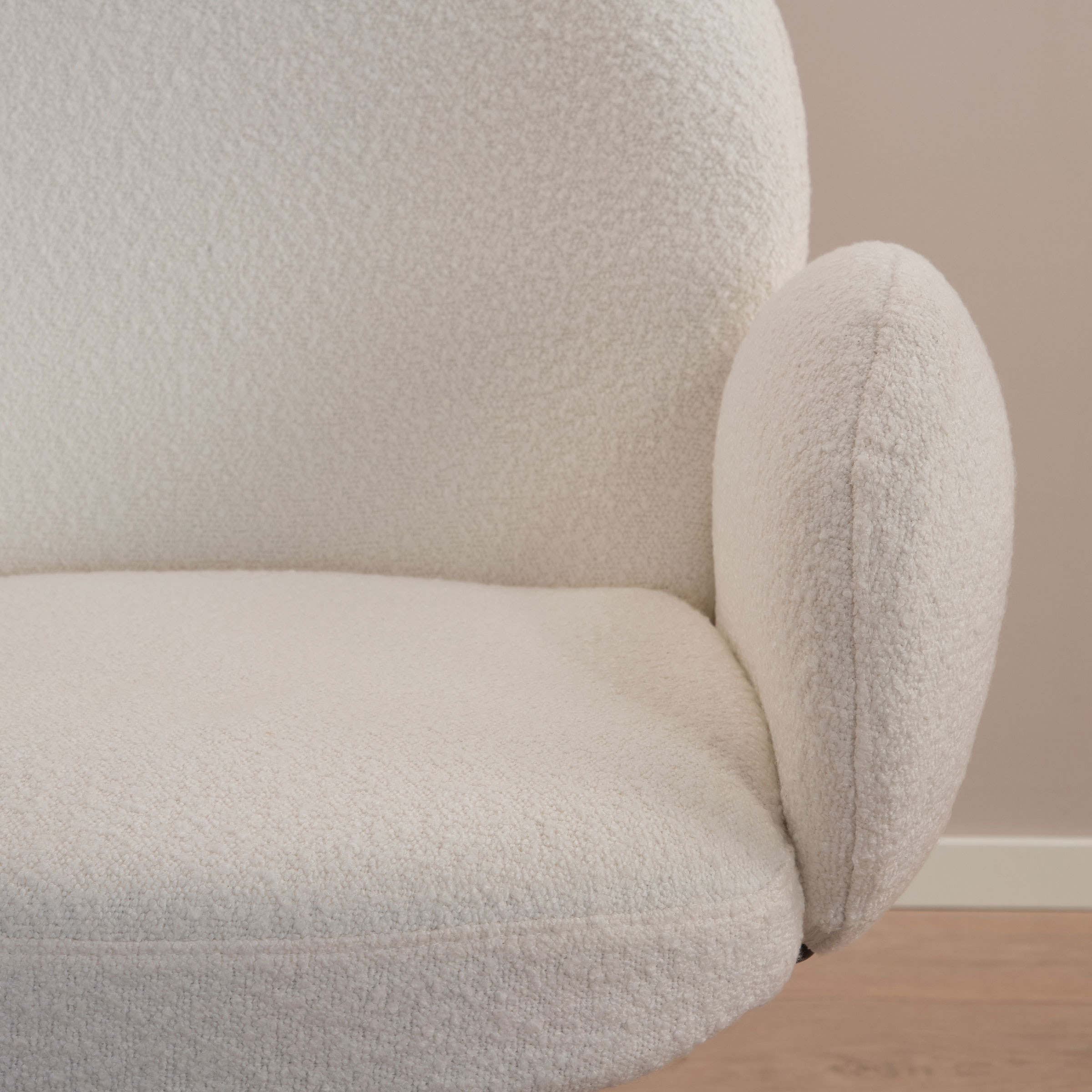 Tower Living Draaibare Eetkamerstoel 'Imola' Bouclé, kleur Wit