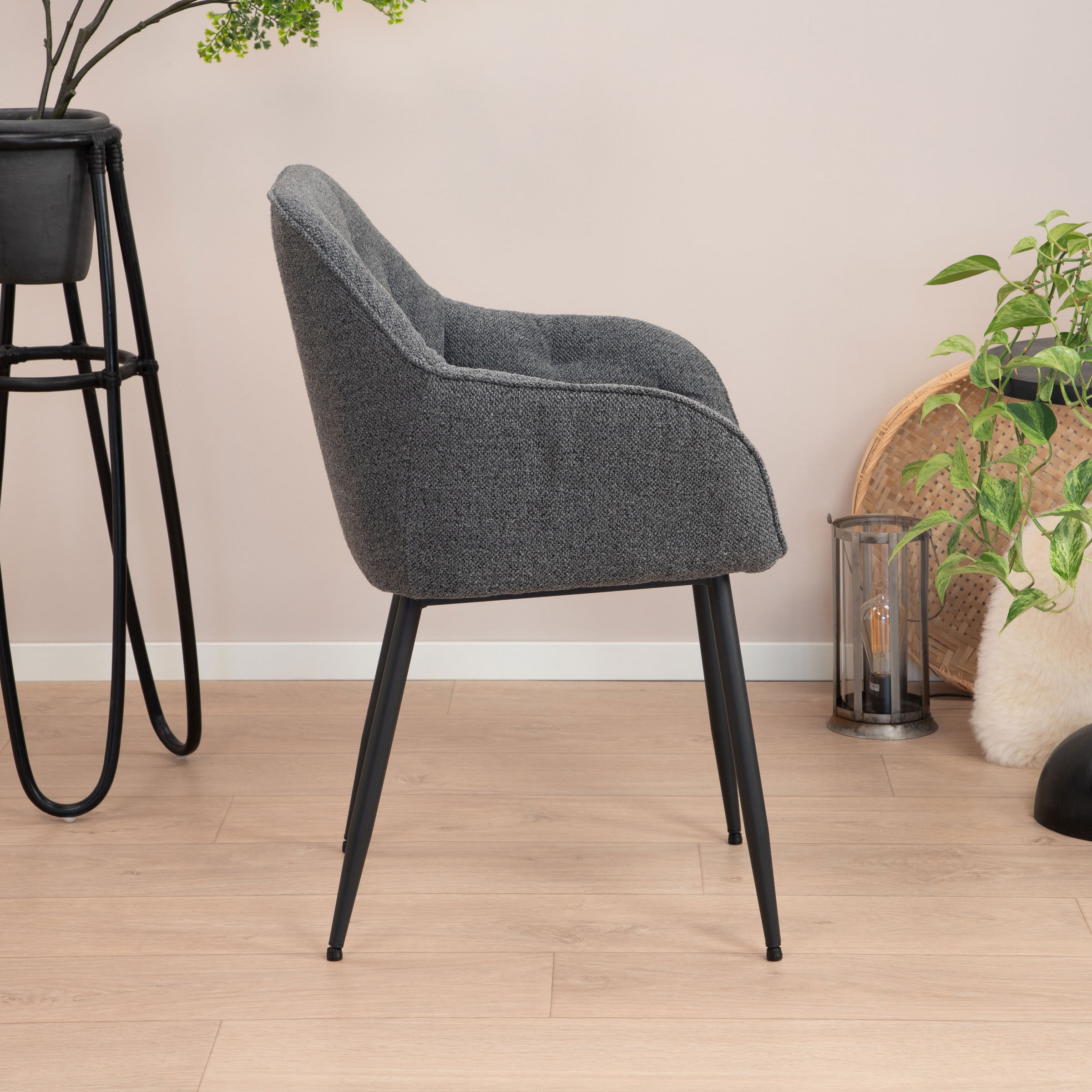 Sohome Eetkamerstoel 'Milly' Bouclé, kleur Antraciet