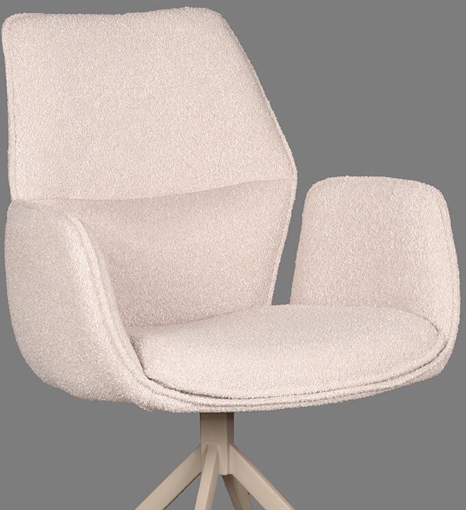 LABEL51 Draaibare Eetkamerstoel 'Mellow' Bouclé, kleur Naturel