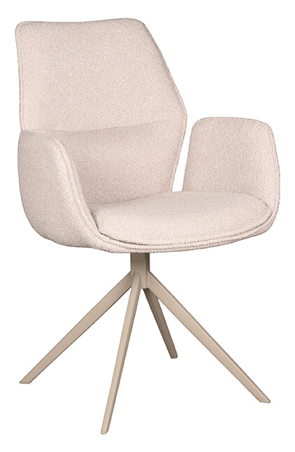 LABEL51 Draaibare Eetkamerstoel 'Mellow' Bouclé, kleur Naturel