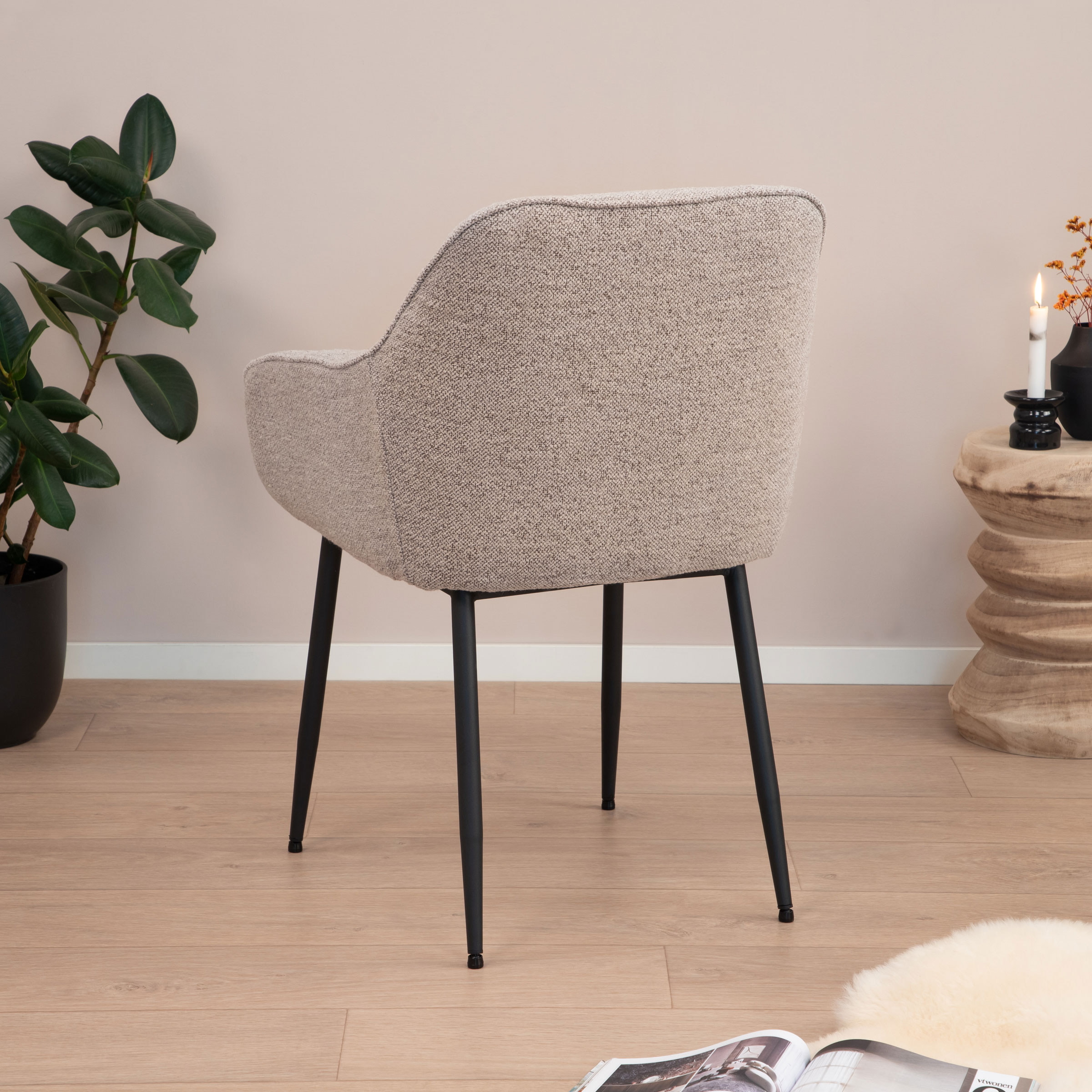 Sohome Eetkamerstoel 'Milly' Bouclé, kleur Beige